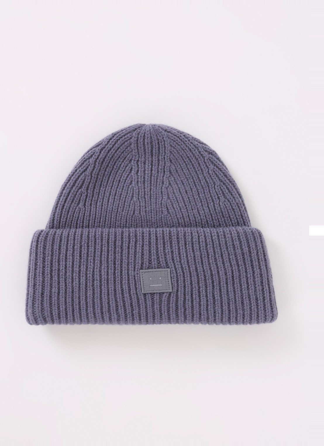 Acne Studios Grofgebreide muts van wol met logo - voorkant lichtpaars