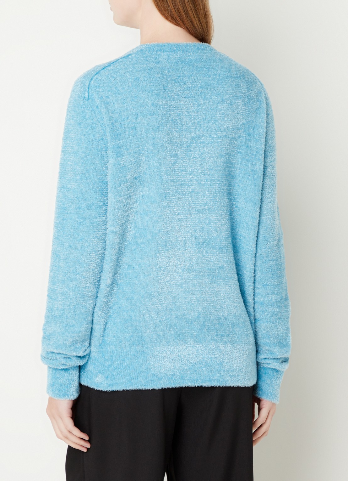 Acne Studios Grofgebreide trui met logo - achterkant lichtblauw