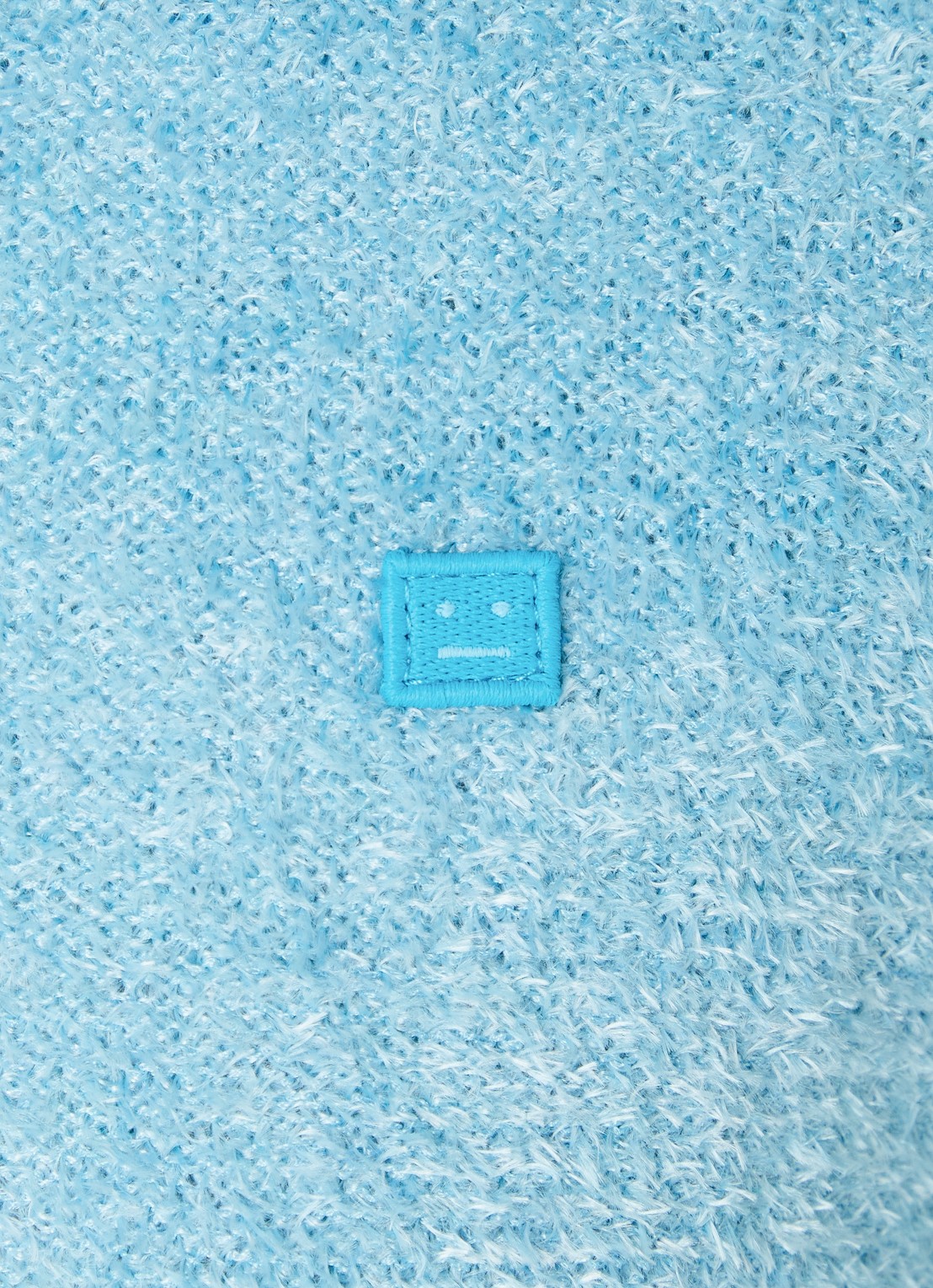 Acne Studios Grofgebreide trui met logo - detail 5 lichtblauw