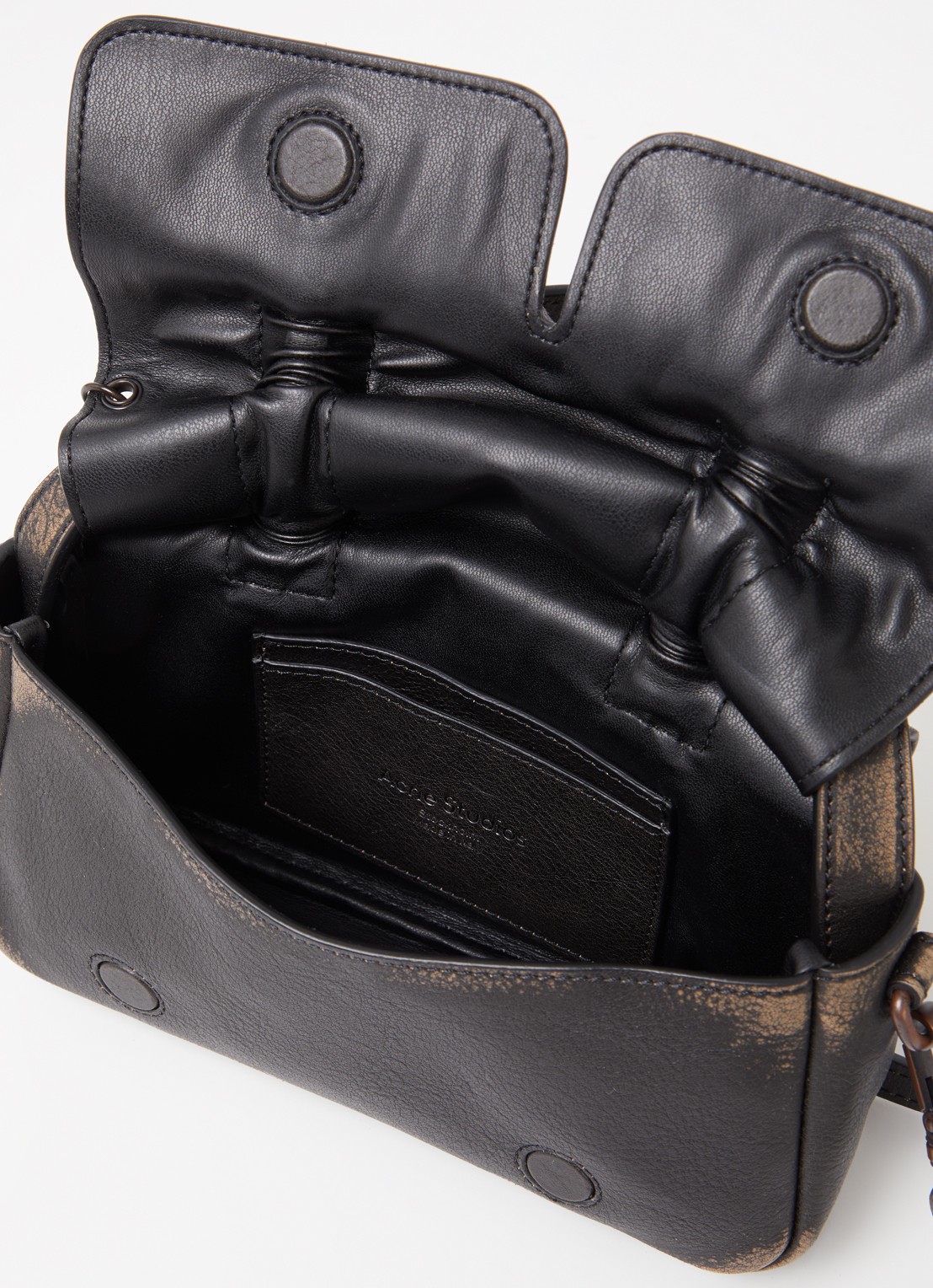 Acne Studios Handtas van kalfsleer met afneembare schouderriem - detail donkerbruin