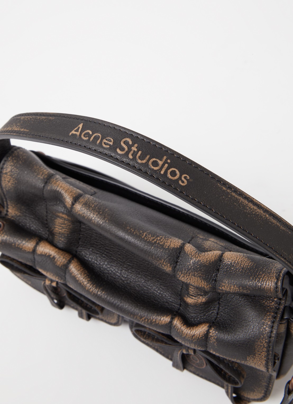 Acne Studios Handtas van kalfsleer met afneembare schouderriem - detail 3 donkerbruin