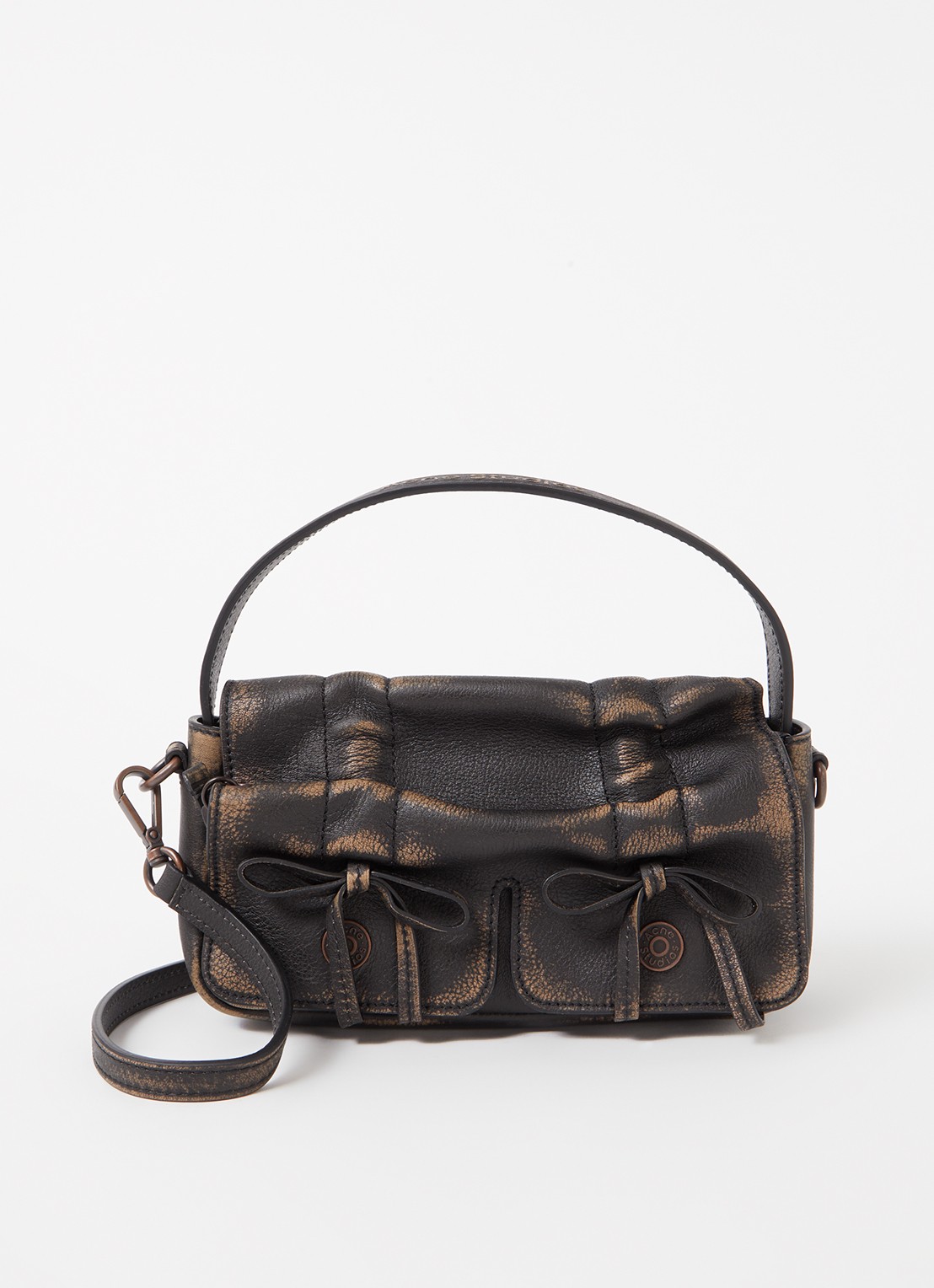 Acne Studios Handtas van kalfsleer met afneembare schouderriem - voorkant 4 donkerbruin