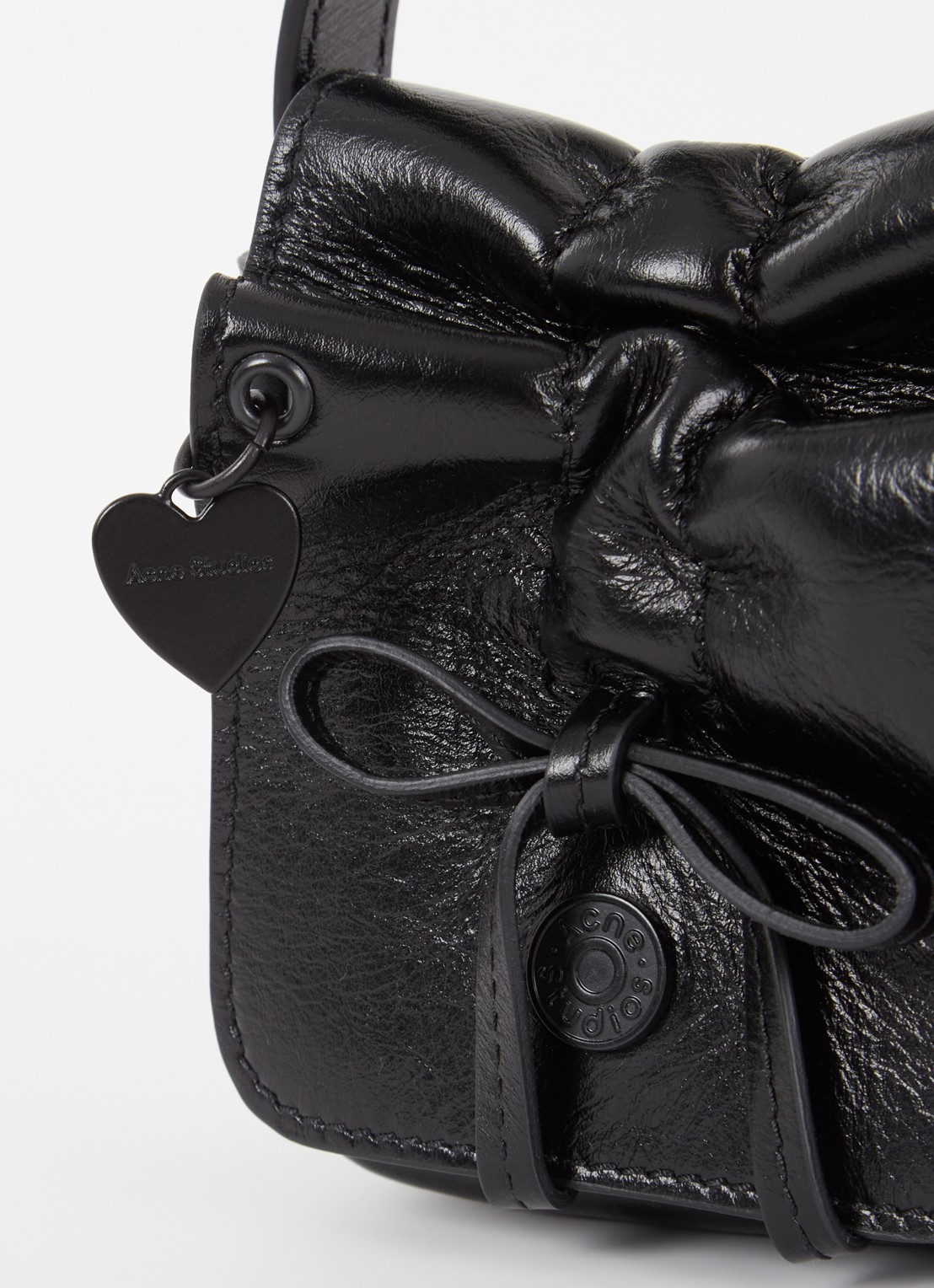 Acne Studios Handtas van kalfsleer met strikdetail - detail 6 zwart