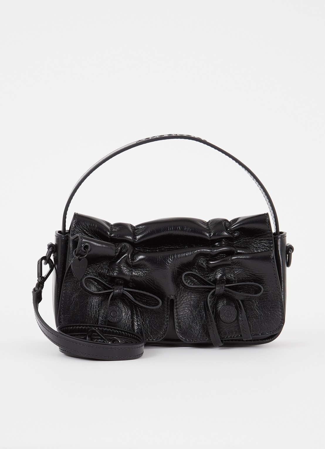 Acne Studios Handtas van kalfsleer met strikdetail - voorkant zwart