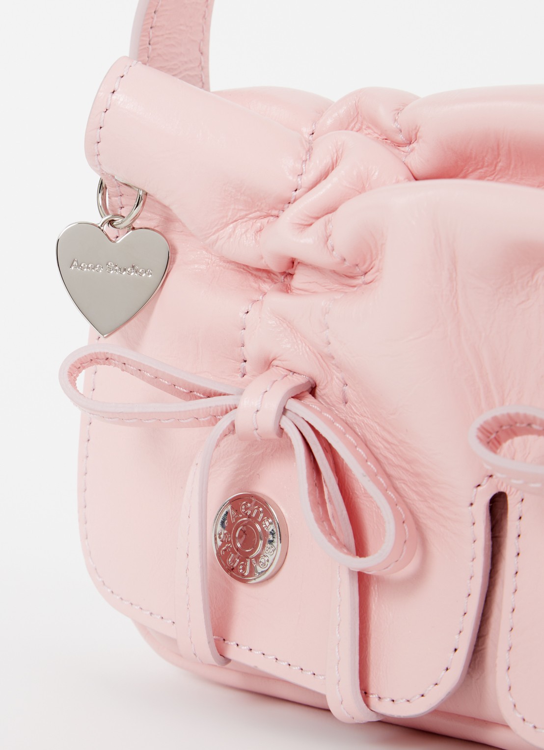Acne Studios Handtas van kalfsleer met strikdetail - detail 7 lichtroze