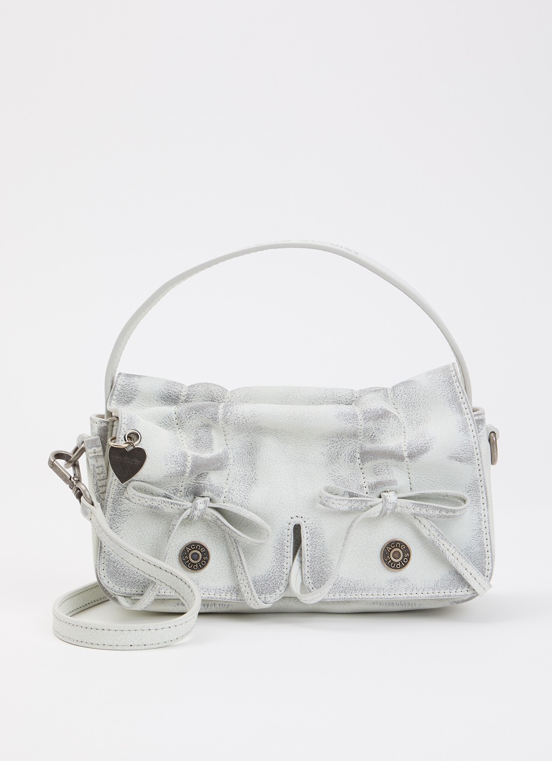 Acne Studios Handtas van leer met afneembare schouderriem - voorkant 6 gebroken wit