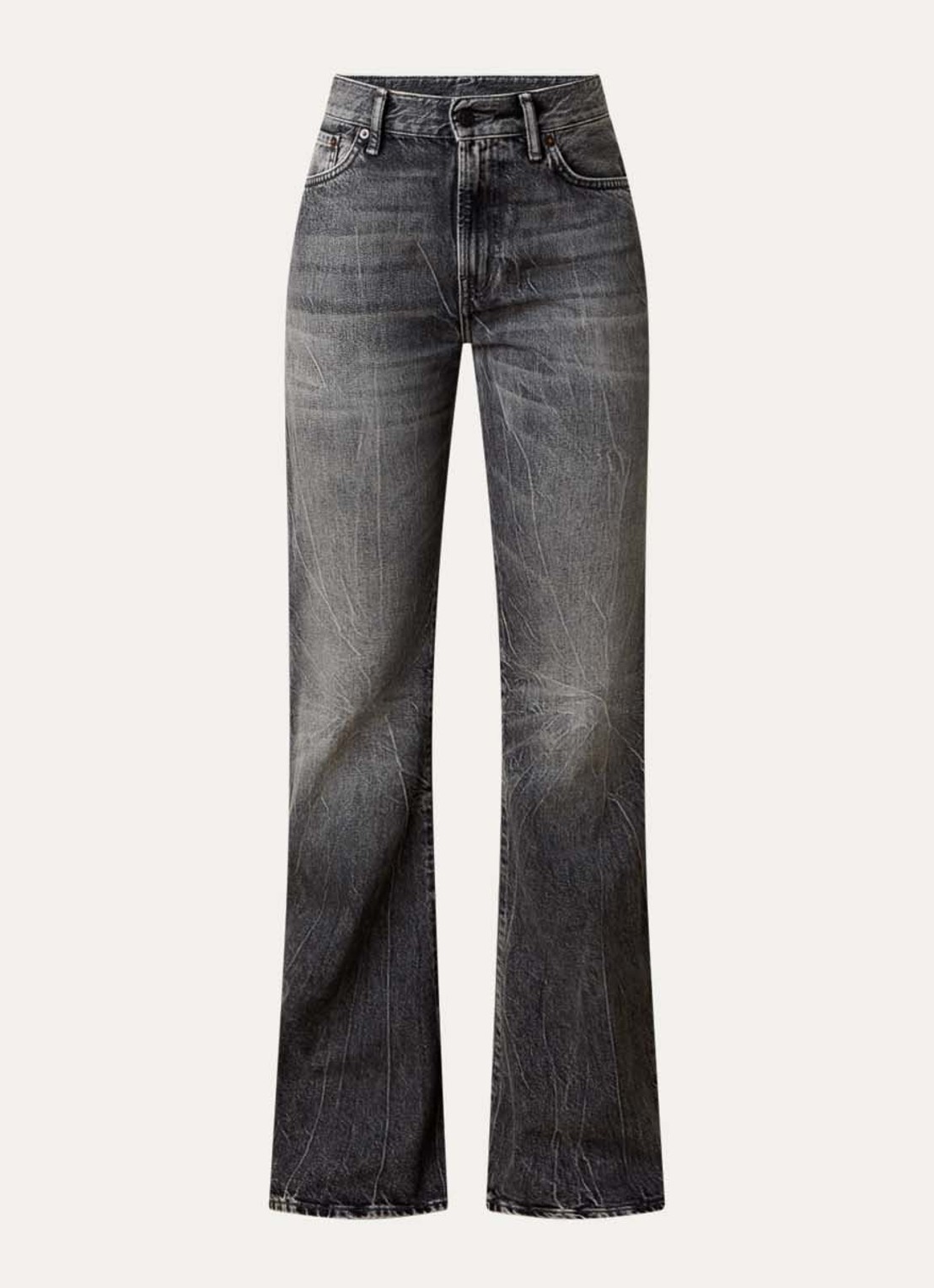 Acne Studios High waist flared jeans met gekleurde wassing - voorkant grijs