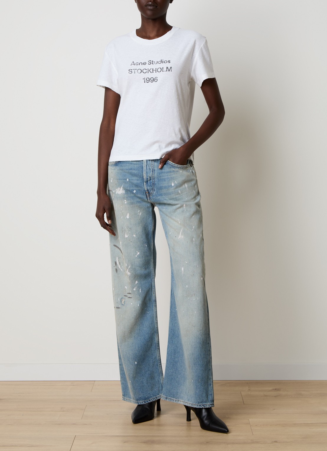 Acne Studios High waist flared jeans met lichte wassing - voorkant 5 indigo