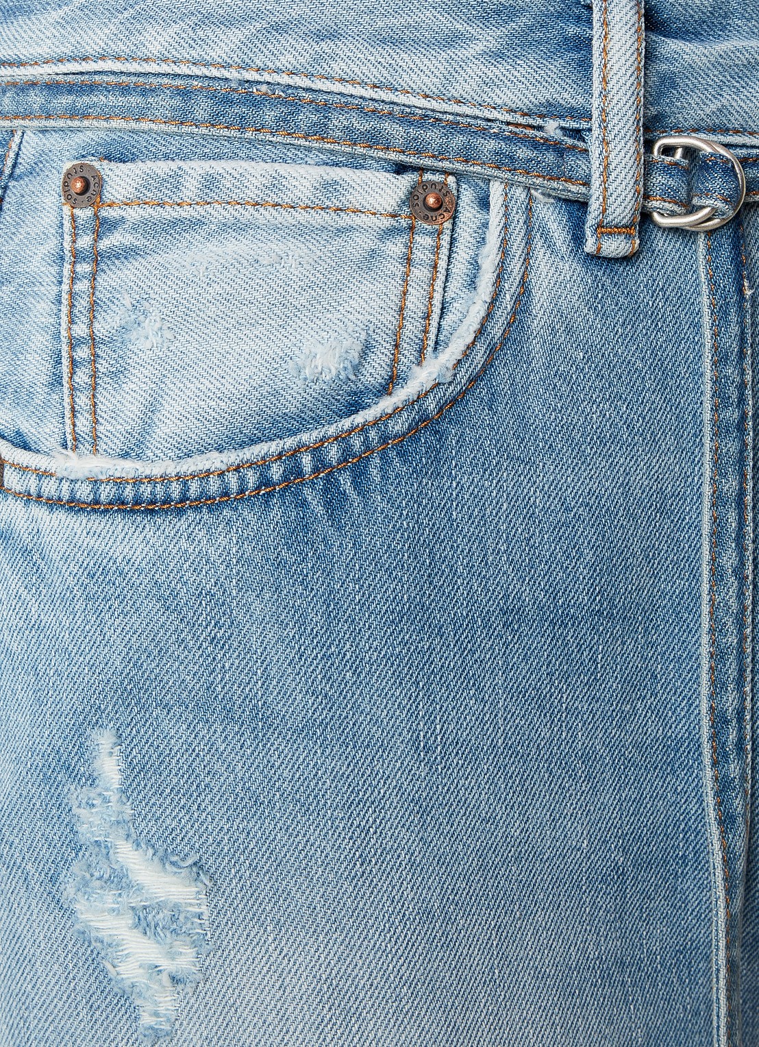 Acne Studios High waist loose fit jeans met lichte wassing en ceintuur - detail 5 indigo