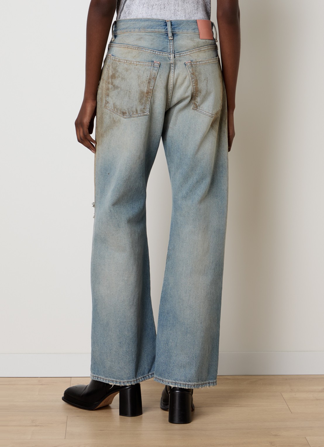 Acne Studios High waist straight leg jeans met destroyed afwerking - achterkant 6 blauw