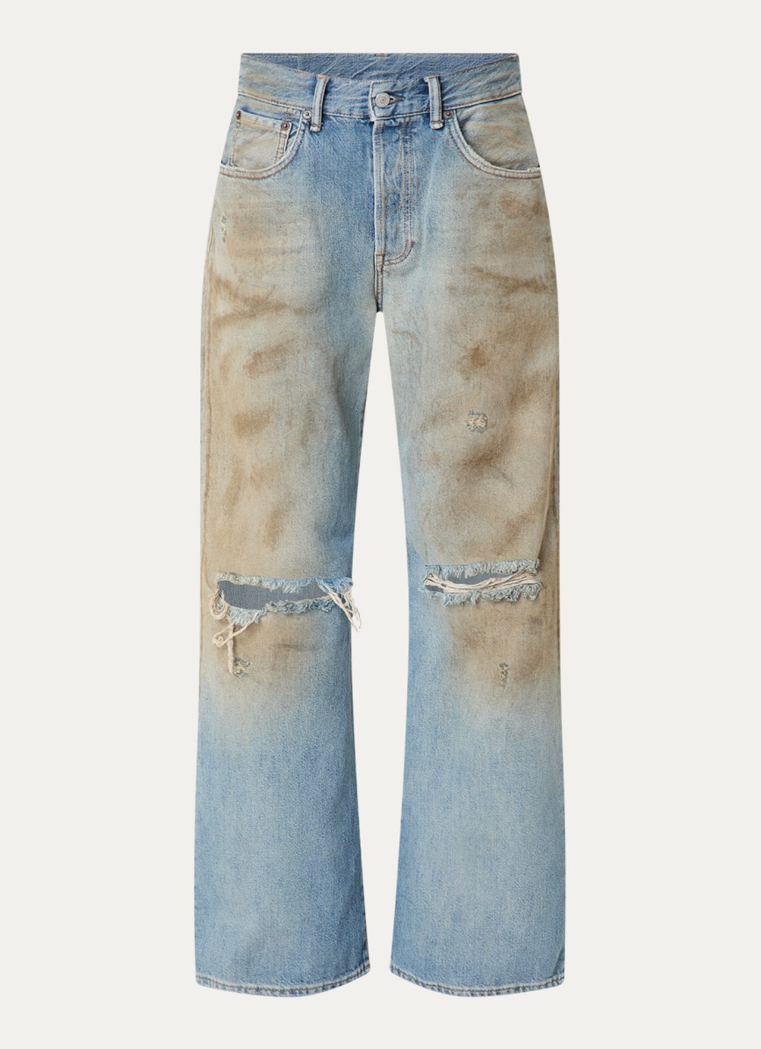 Acne Studios High waist straight leg jeans met destroyed afwerking - voorkant 4 blauw