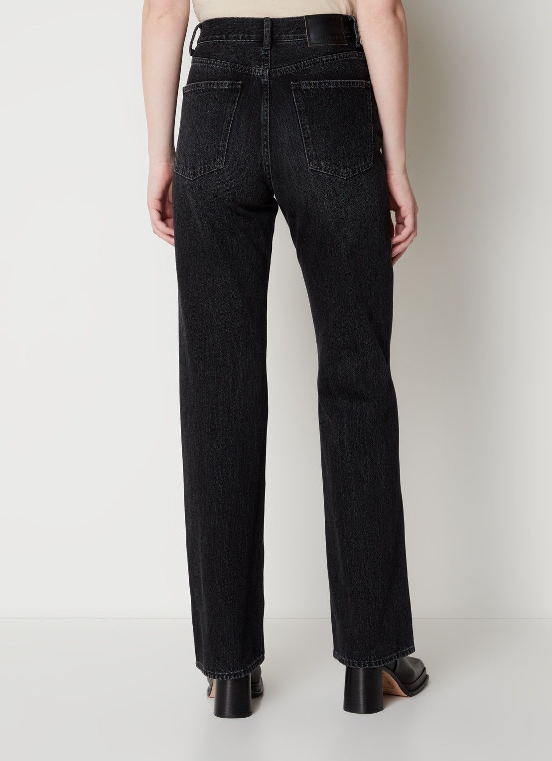Acne Studios High waist straight leg jeans met gekleurde wassing - achterkant 4 zwart