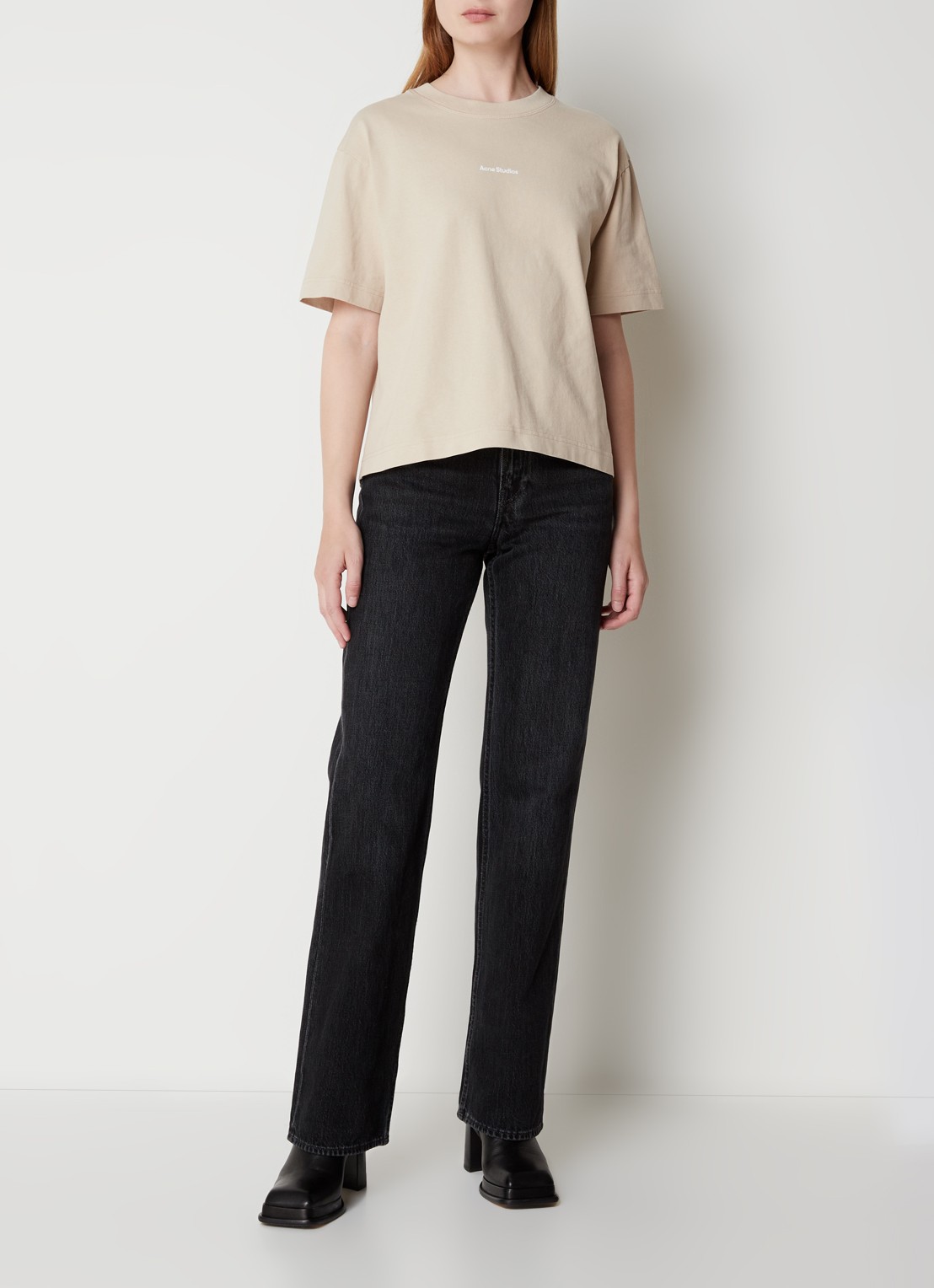 Acne Studios High waist straight leg jeans met gekleurde wassing - voorkant 6 zwart