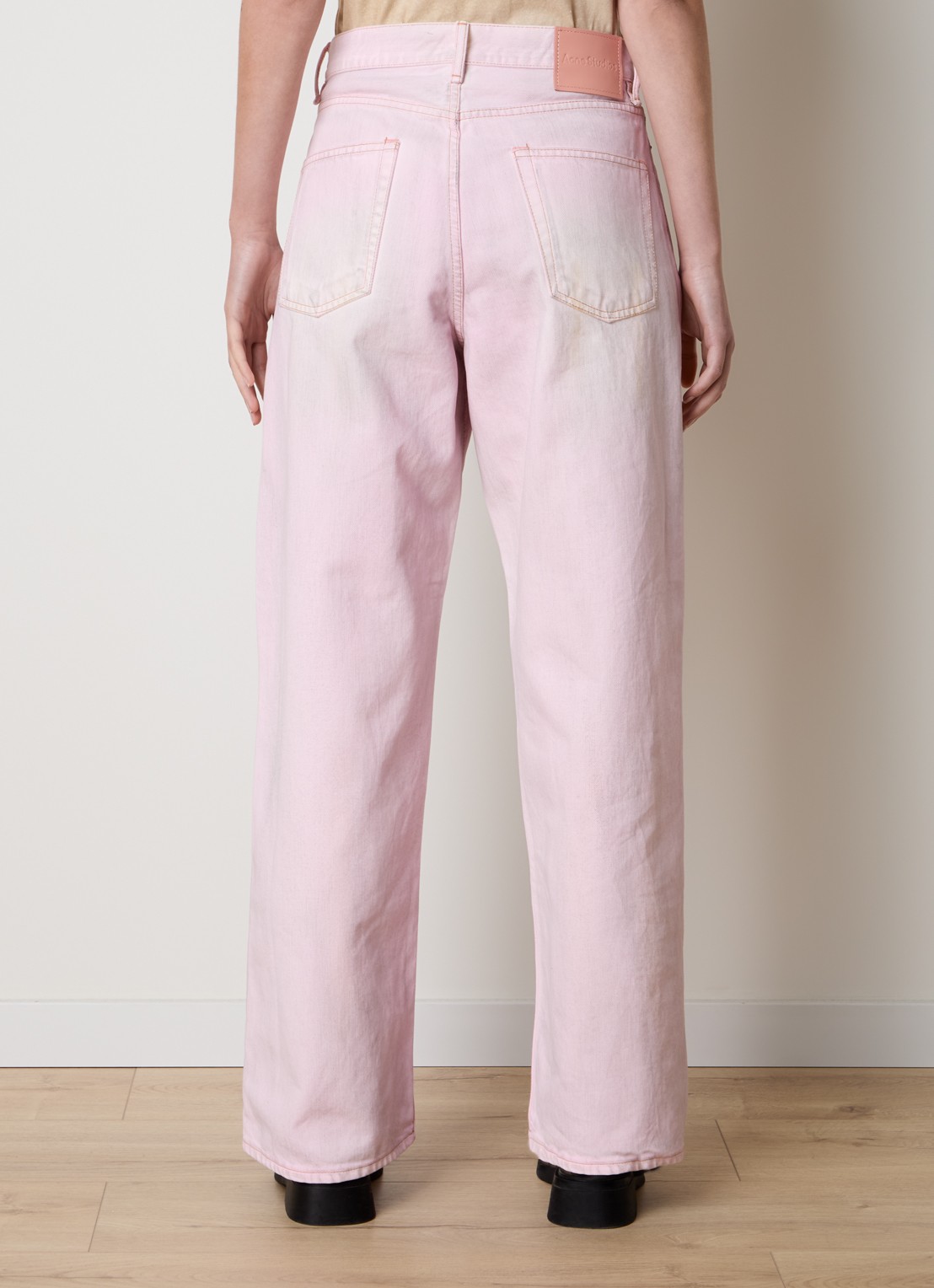 Acne Studios High waist straight leg jeans met gekleurde wassing - achterkant 6 roze