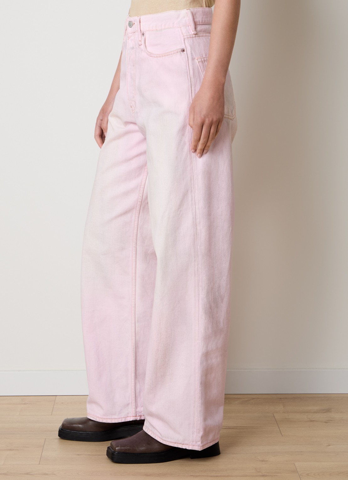 Acne Studios High waist straight leg jeans met gekleurde wassing - detail 2 roze