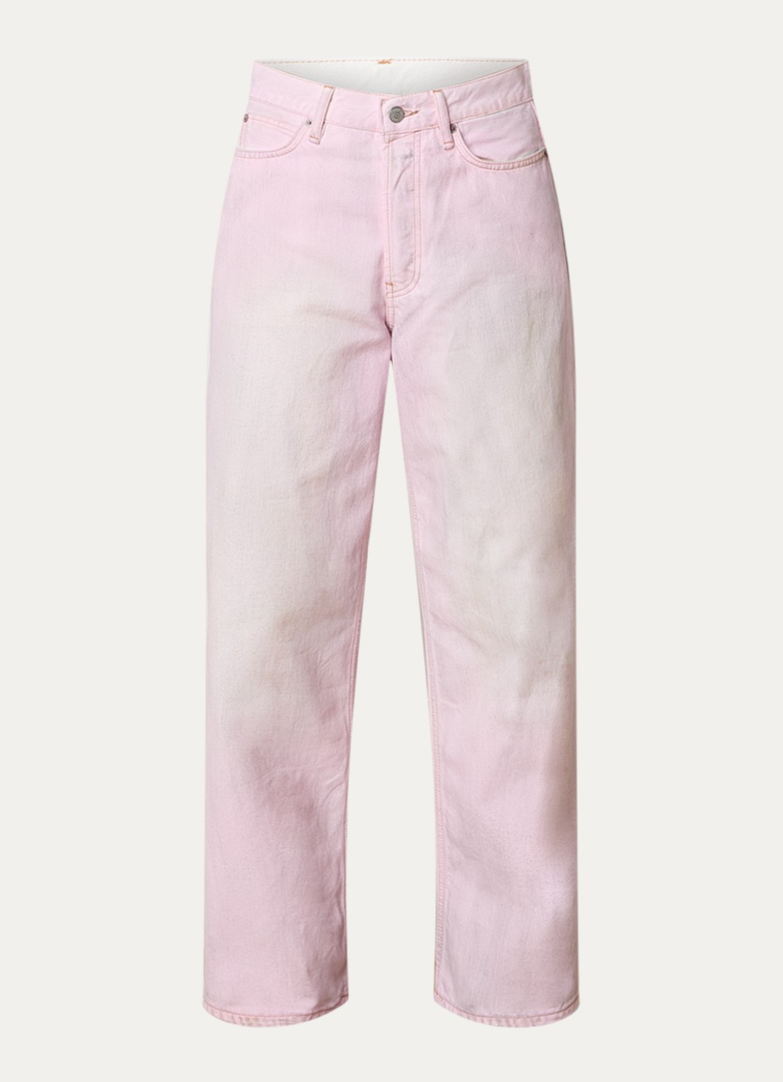 Acne Studios High waist straight leg jeans met gekleurde wassing - voorkant 4 roze