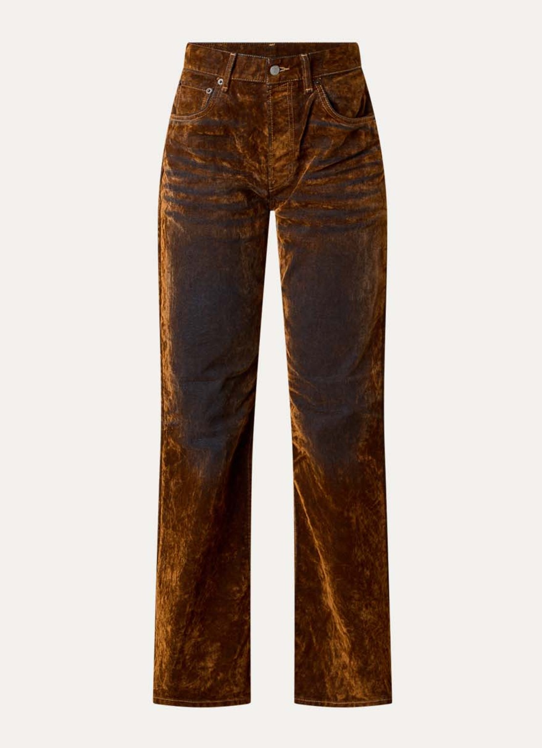 Acne Studios High waist straight leg jeans van fluweel - voorkant 4 bruin