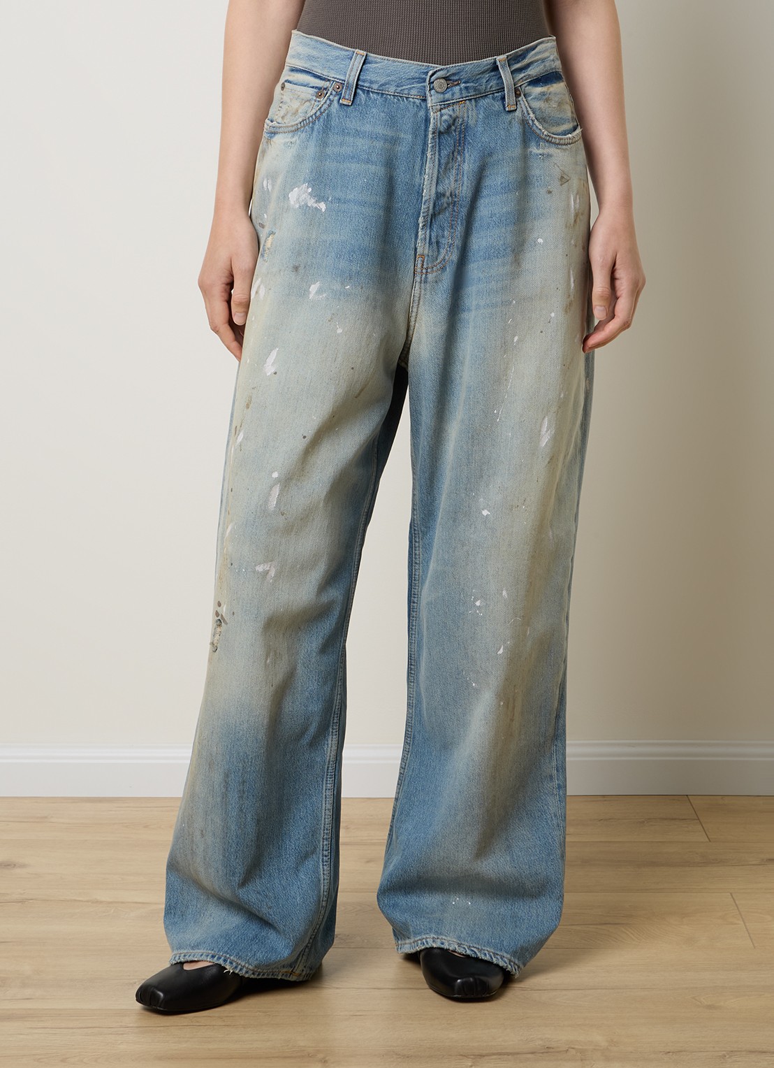 Acne Studios High waist wide leg jeans met lichte wassing - detail 2 indigo
