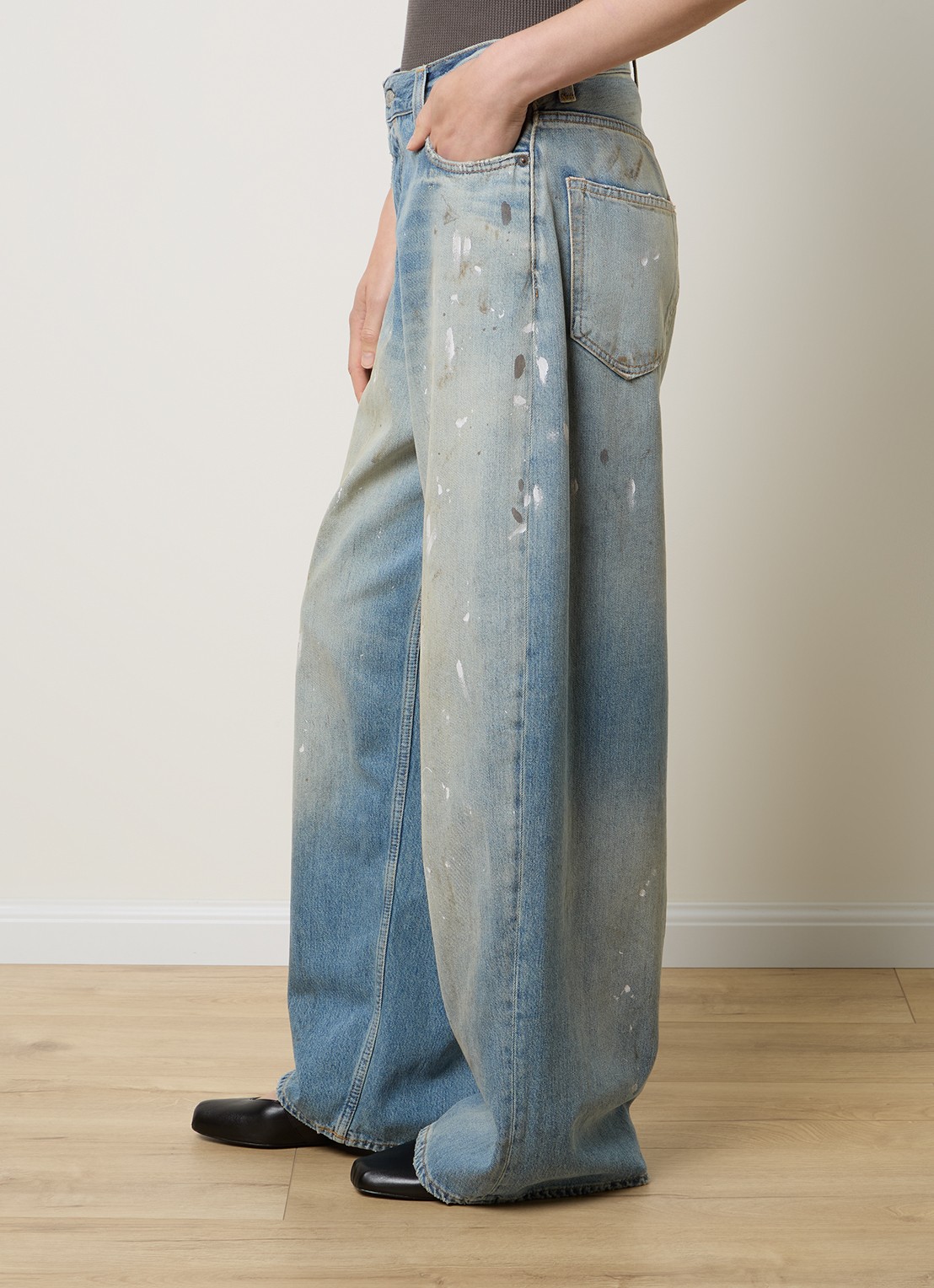 Acne Studios High waist wide leg jeans met lichte wassing - detail 3 indigo