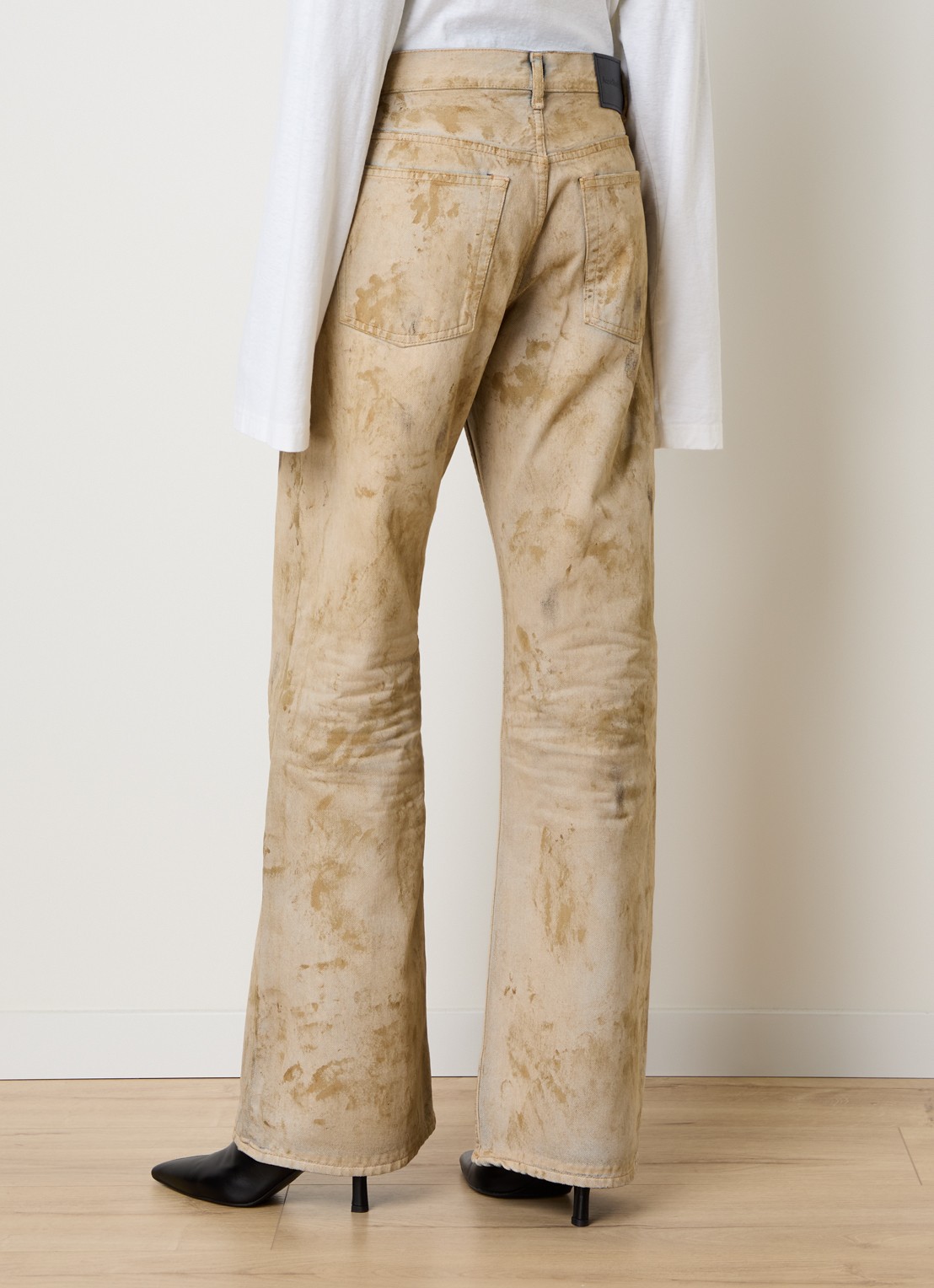 Acne Studios High waist wide leg jeans met verwassen afwerking - achterkant 4 beige