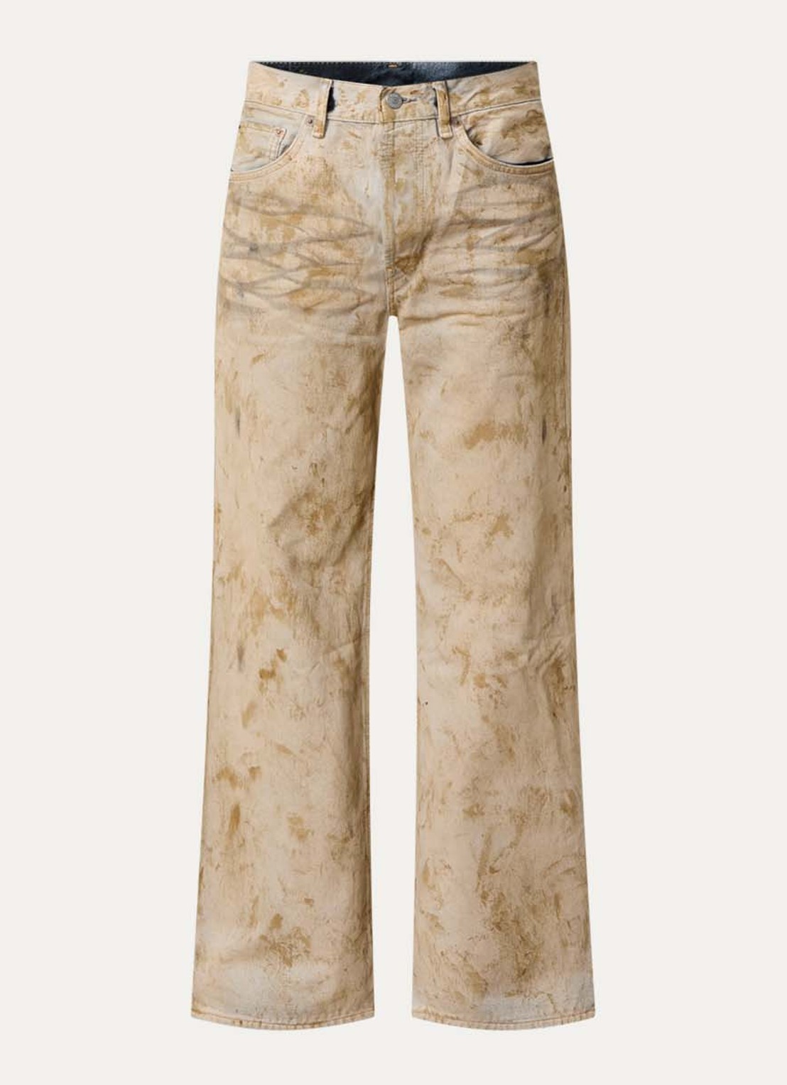 Acne Studios High waist wide leg jeans met verwassen afwerking - voorkant 5 beige