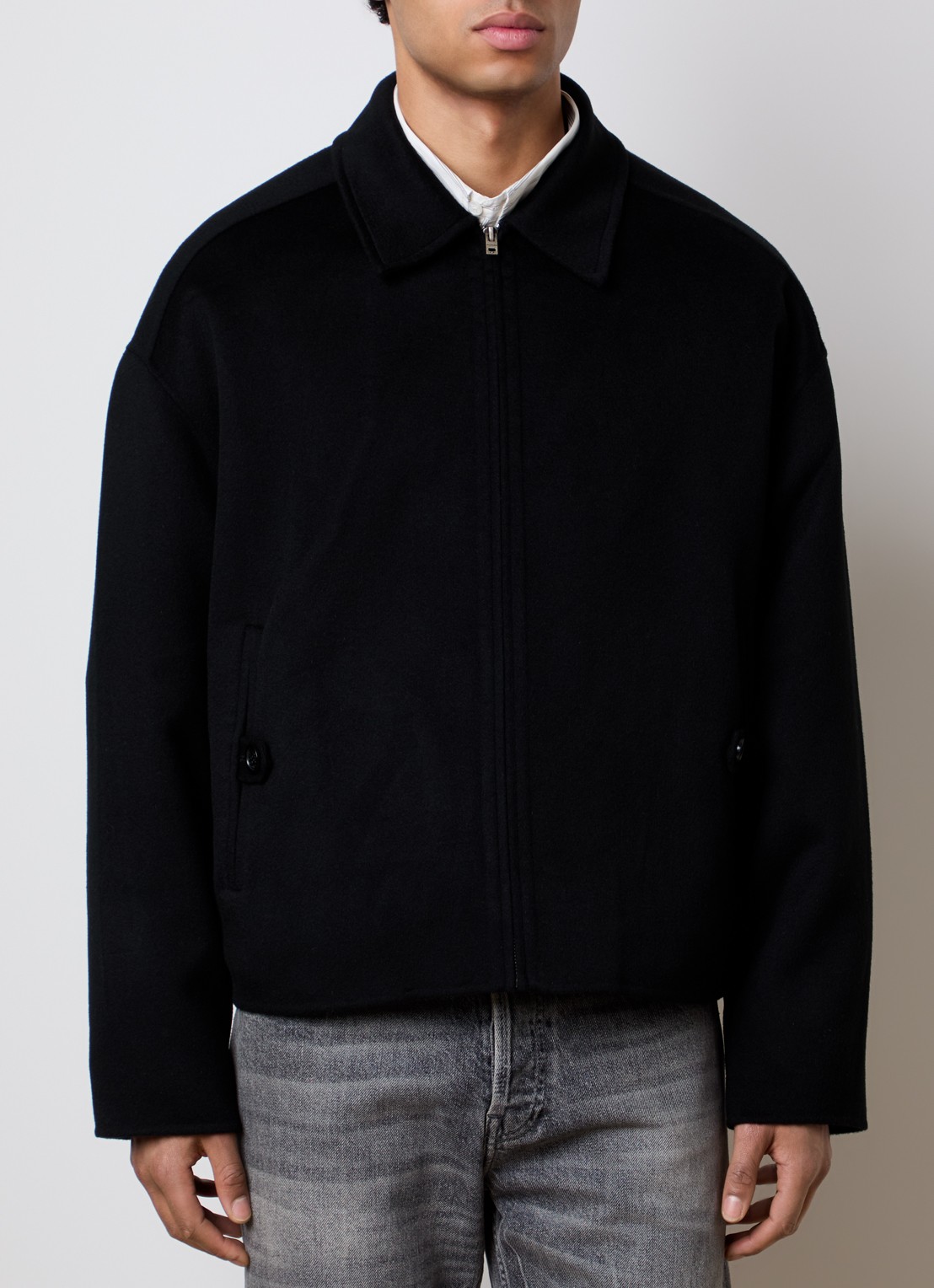 Acne Studios Jack in kasjmierblend met steekzakken - detail 3 zwart