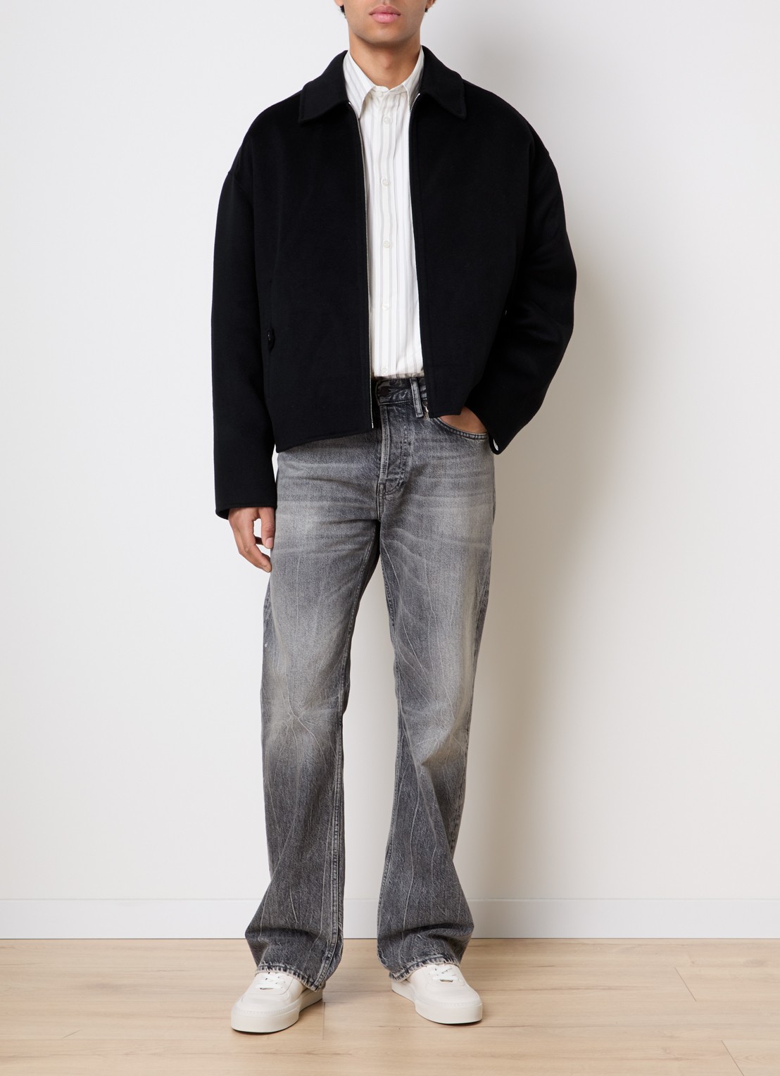Acne Studios Jack in kasjmierblend met steekzakken - voorkant 2 zwart