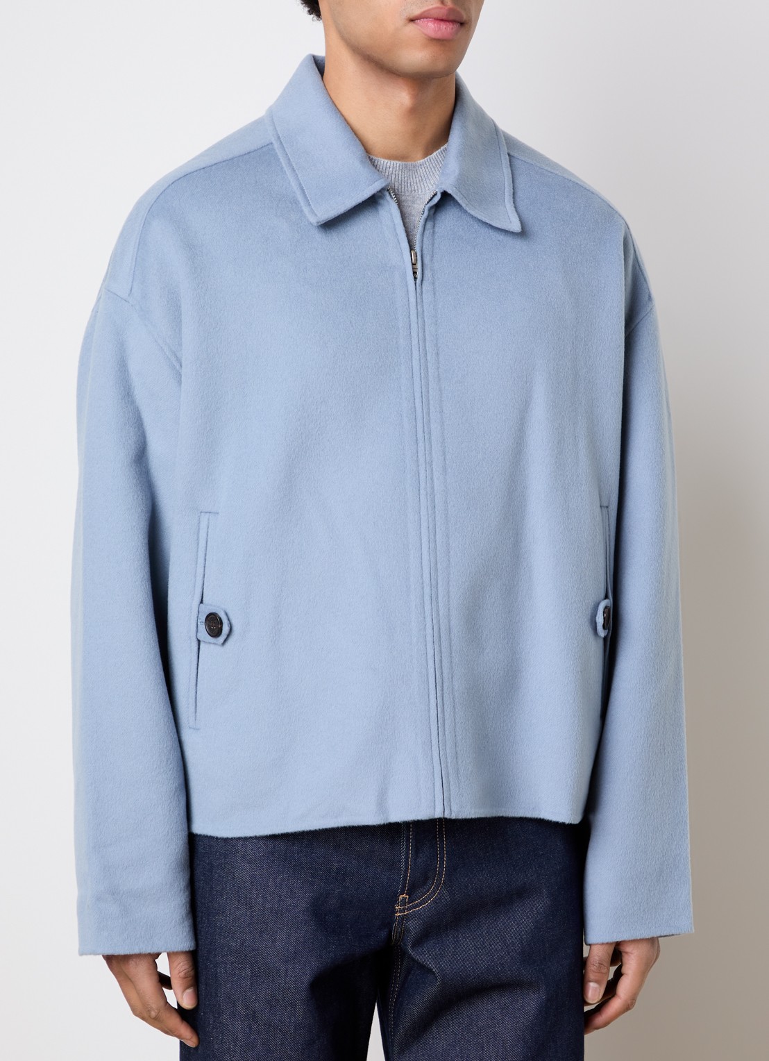 Acne Studios Jack in kasjmierblend met steekzakken - detail 4 blauw