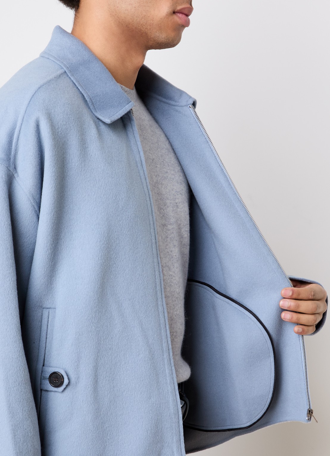 Acne Studios Jack in kasjmierblend met steekzakken - detail 5 blauw