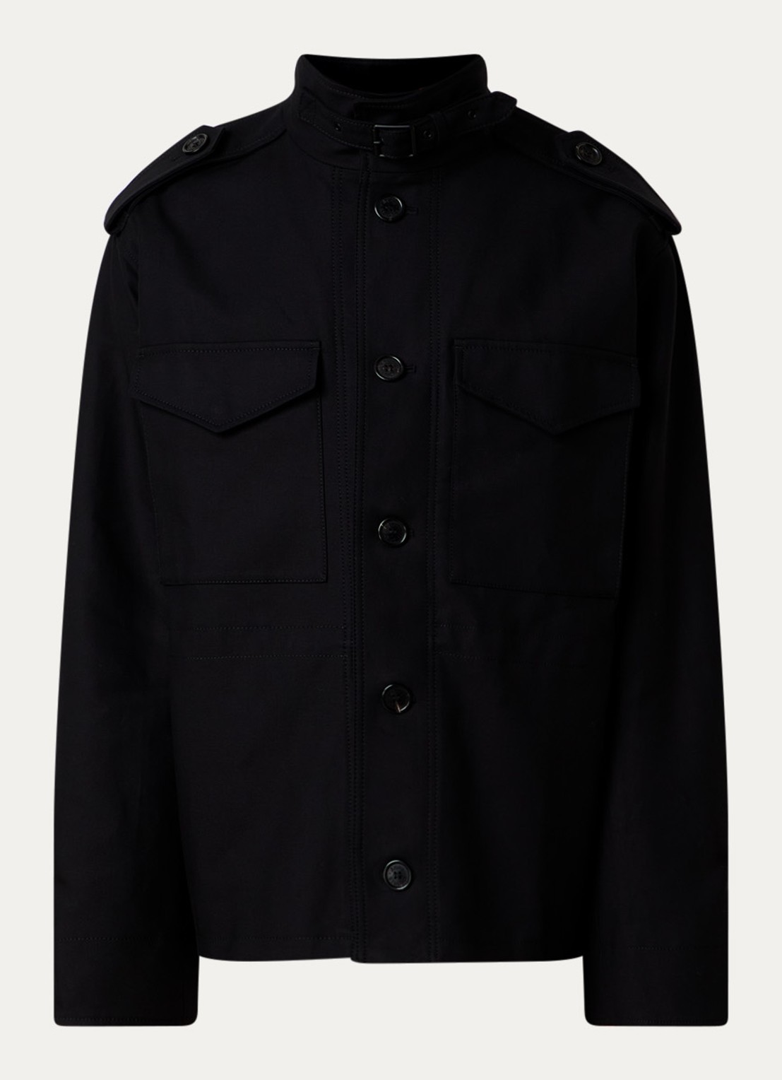 Acne Studios Jack met opstaande kraag - voorkant zwart