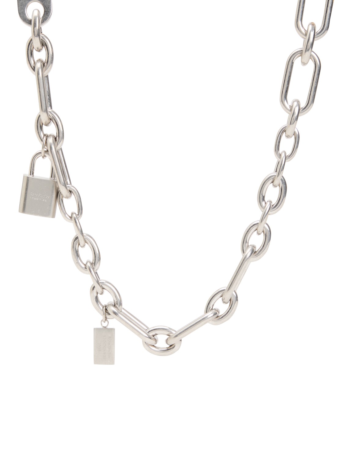 Acne Studios Logo Padlock ketting met hanger - voorkant zilver