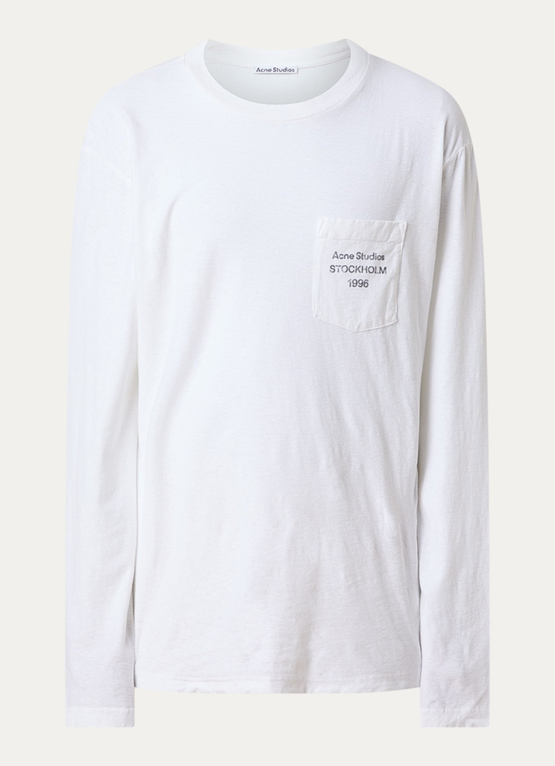 Acne Studios Longsleeve met borstzak en logo - voorkant wit
