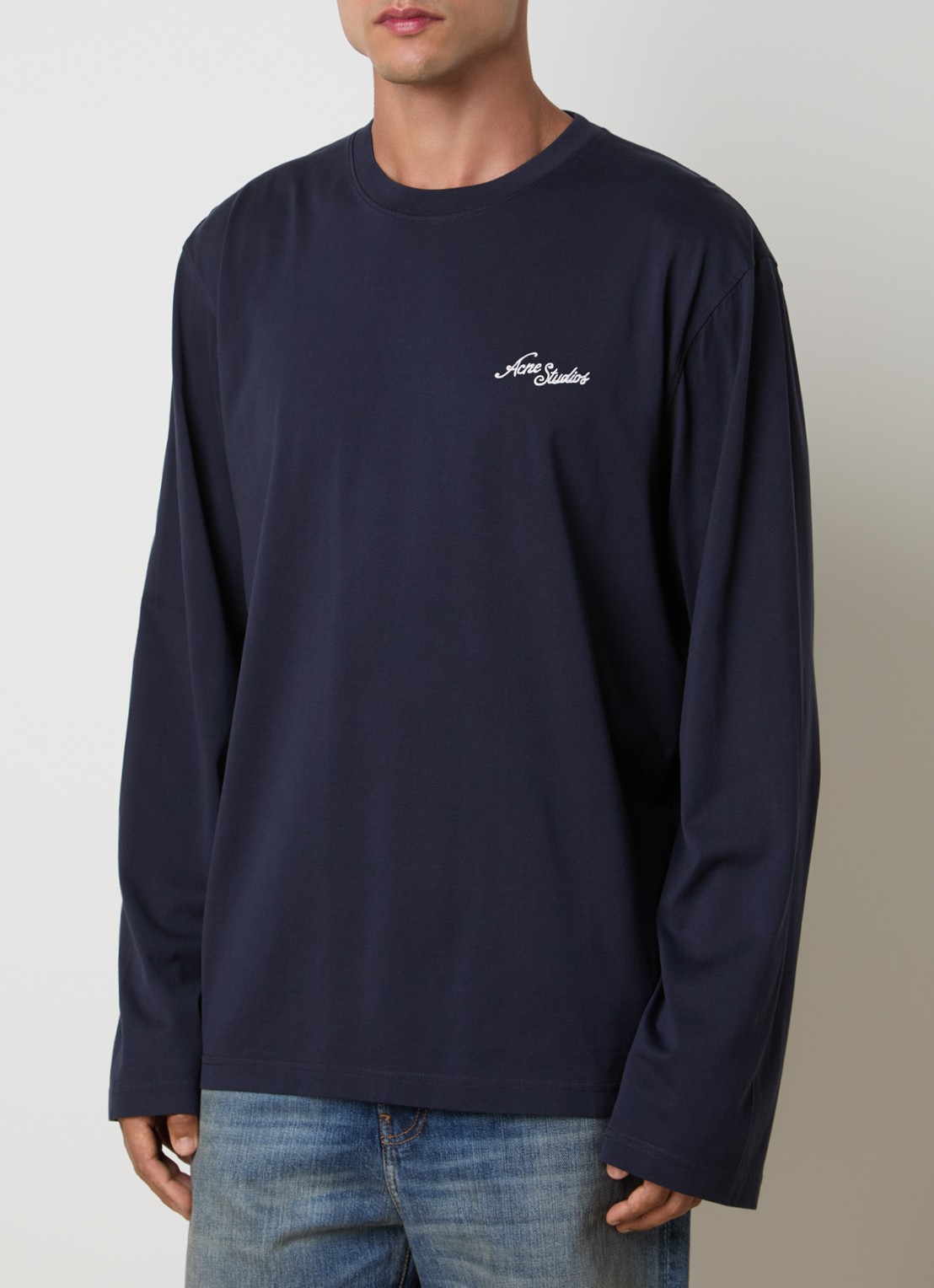 Acne Studios Longsleeve met logoborduring - detail donkerblauw