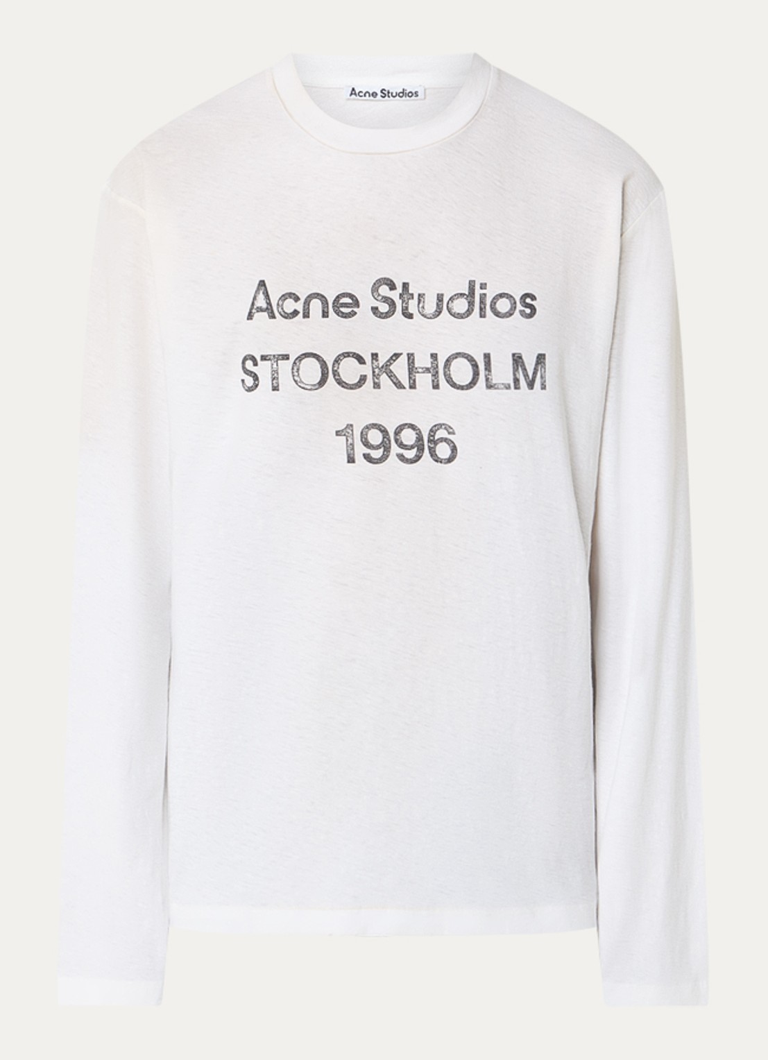 Acne Studios Longsleeve met logoprint en verwassen afwerking - voorkant 4 gebroken wit