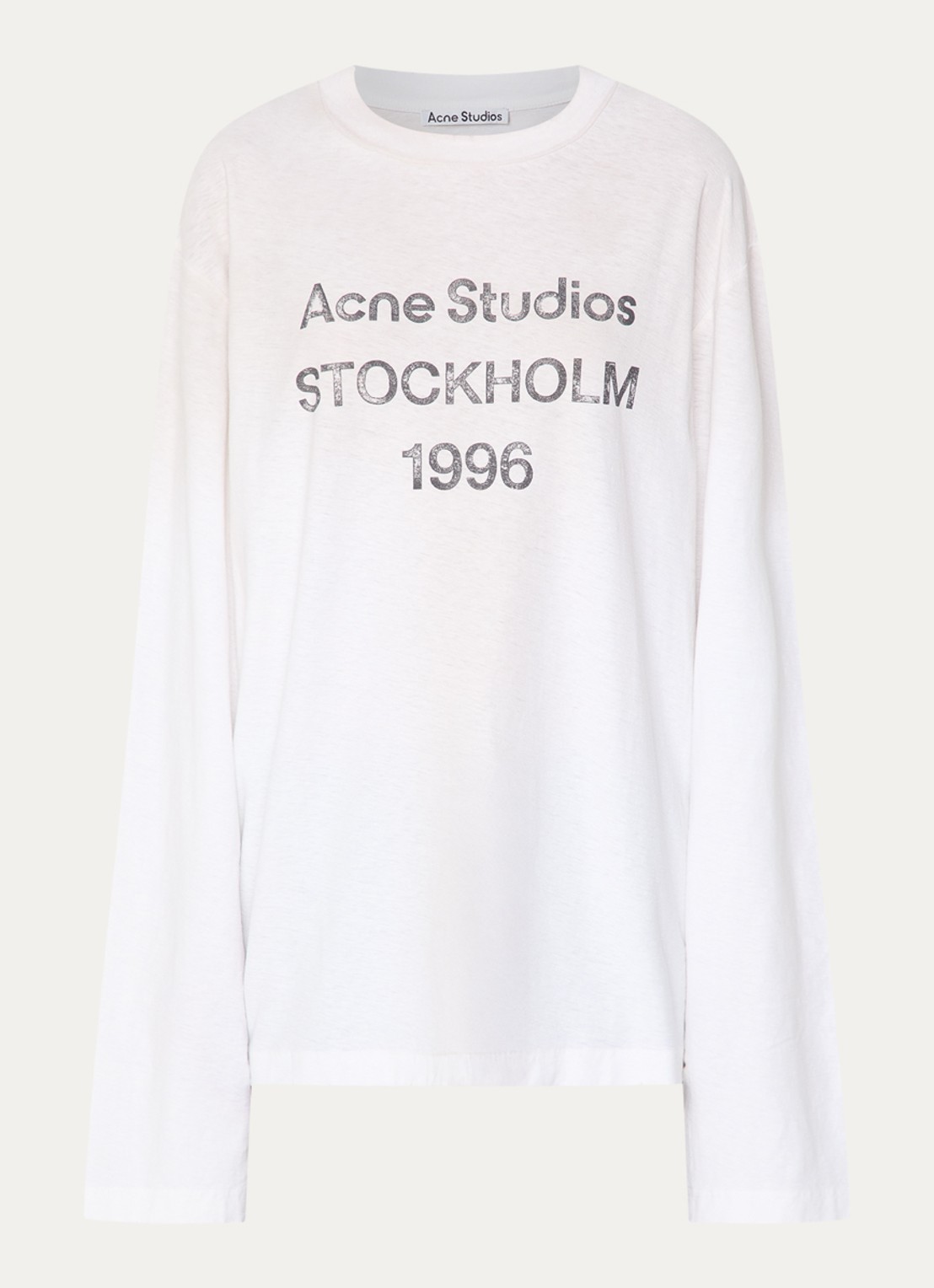 Acne Studios Longsleeve met logoprint en verwassen afwerking - voorkant 4 gebroken wit