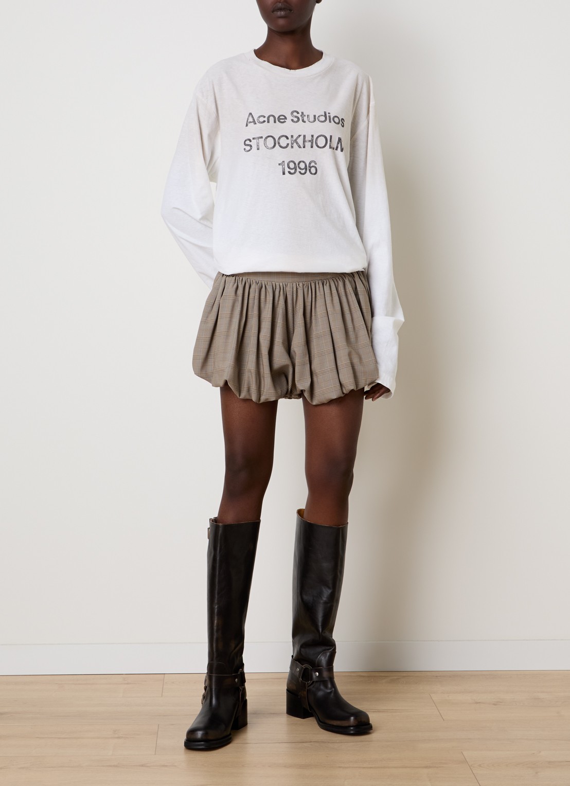 Acne Studios Longsleeve met logoprint en verwassen afwerking - voorkant 5 gebroken wit