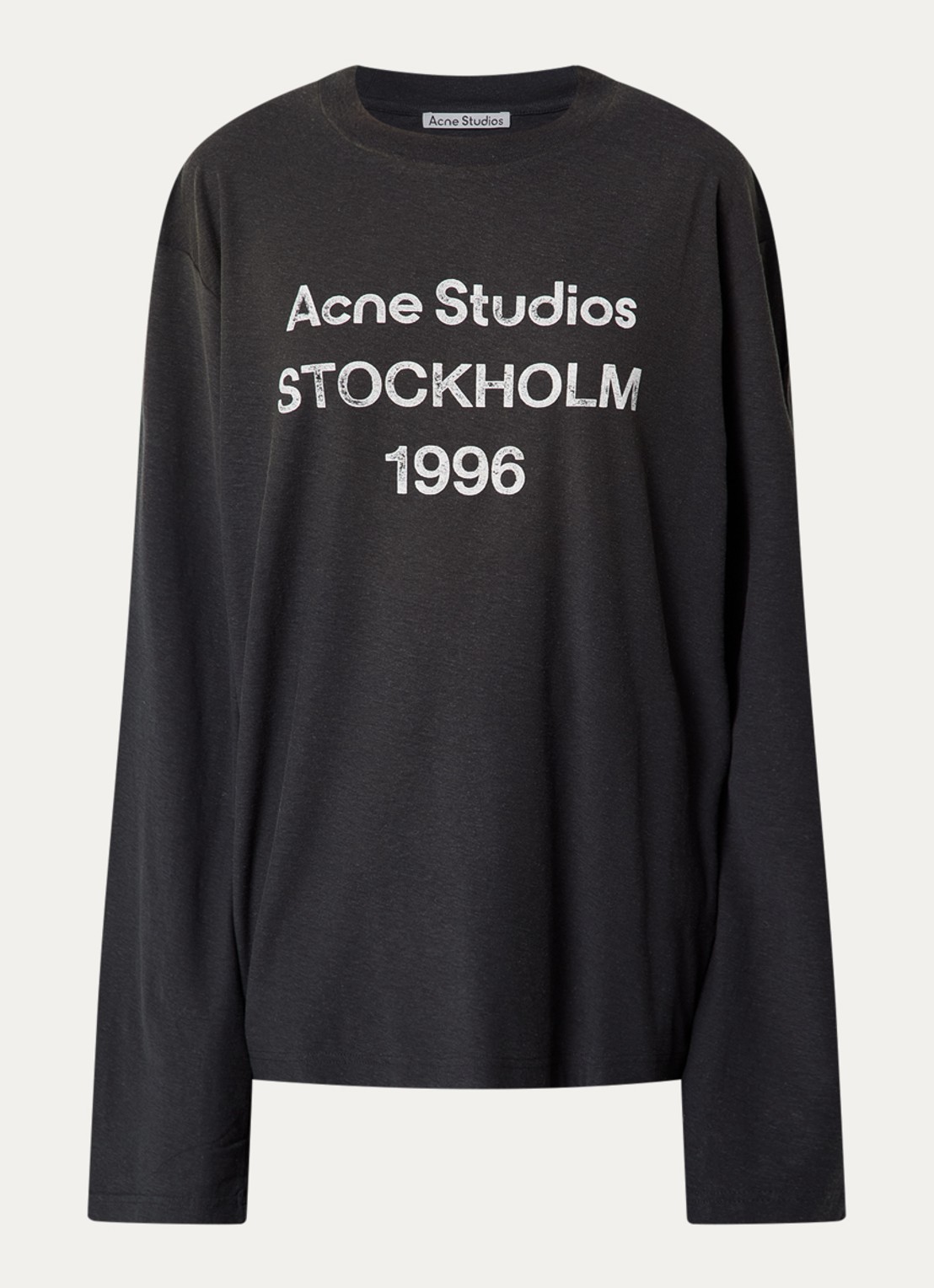 Acne Studios Longsleeve met logoprint en verwassen afwerking - voorkant 3 zwart