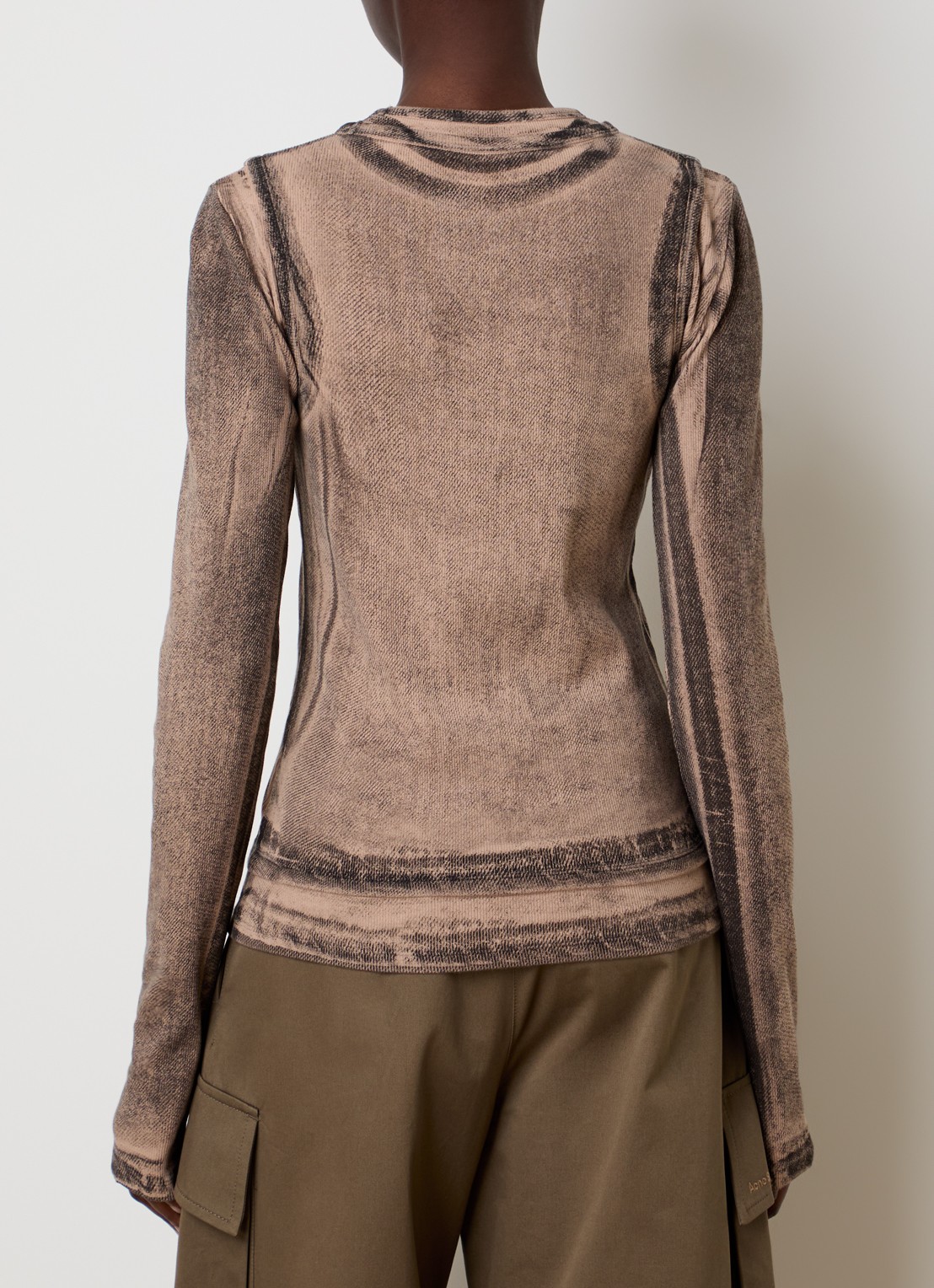 Acne Studios Longsleeve met logoprint en verwassen afwerking - achterkant bruin