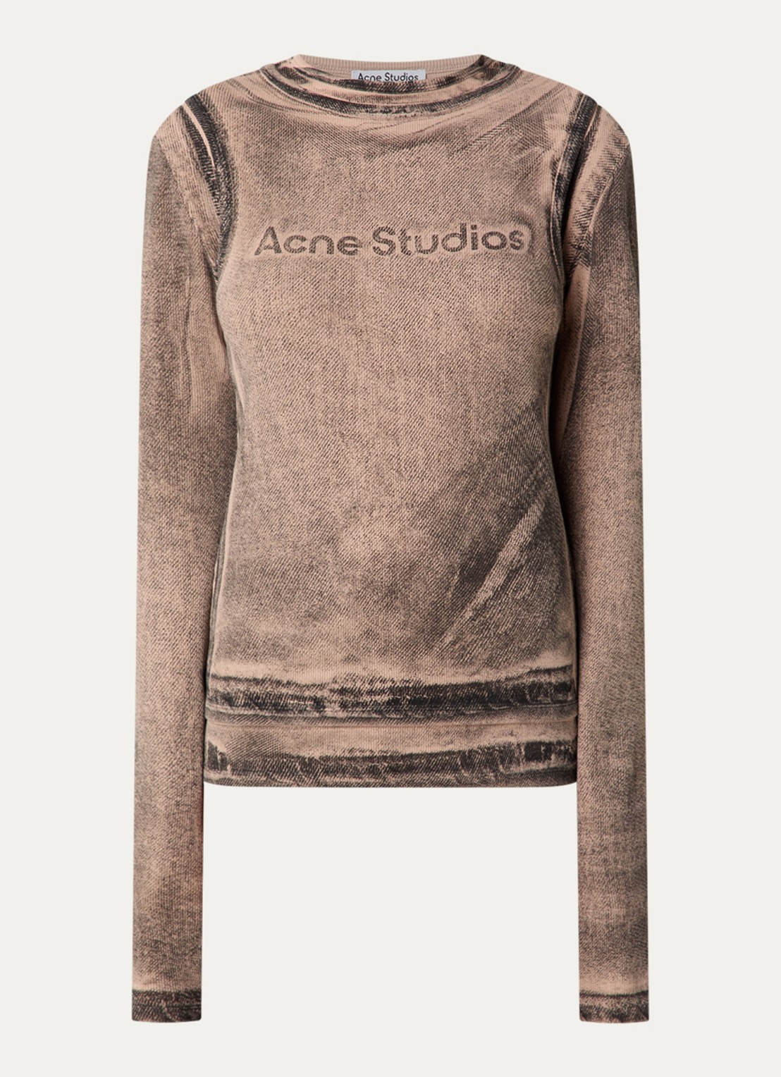 Acne Studios Longsleeve met logoprint en verwassen afwerking - voorkant 4 bruin
