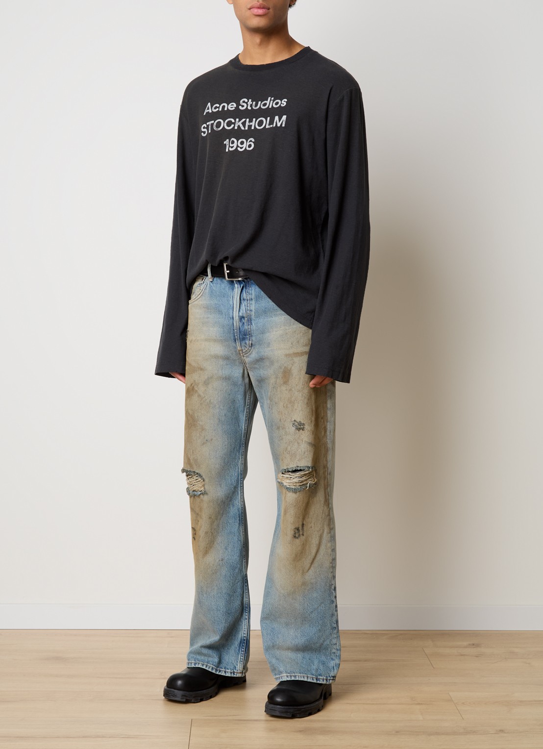 Acne Studios Longsleeve met logoprint - voorkant 5 zwart
