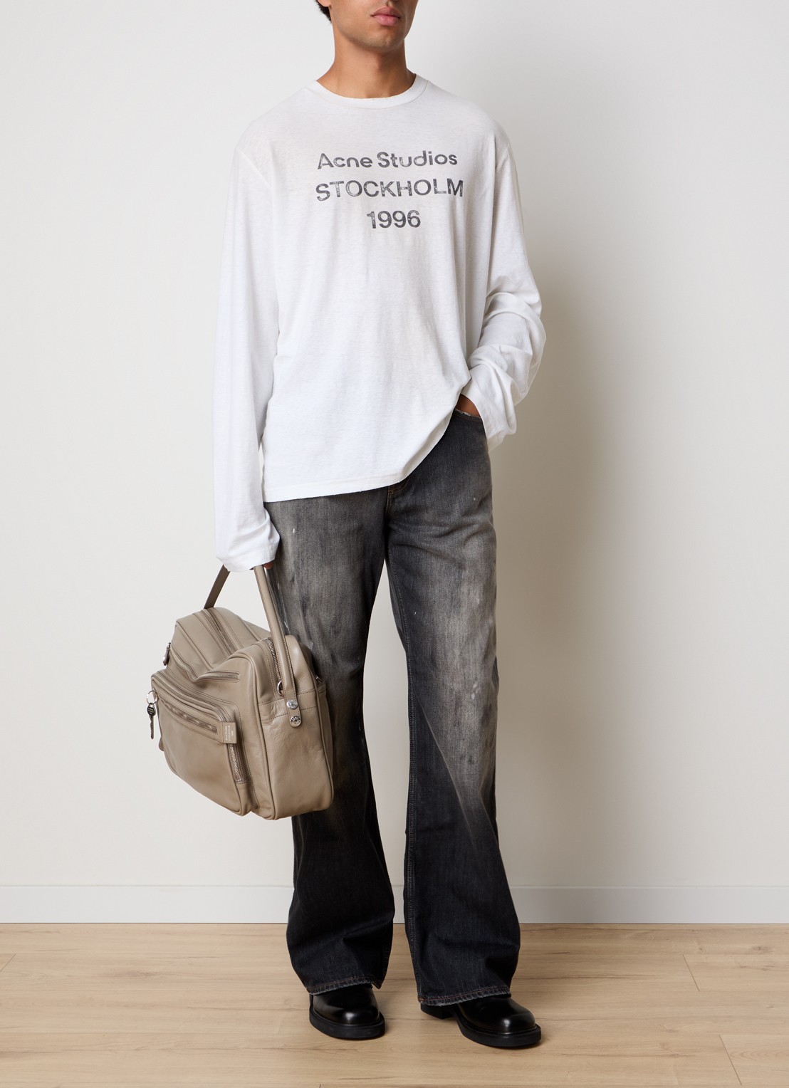 Acne Studios Longsleeve met logoprint - voorkant 2 gebroken wit