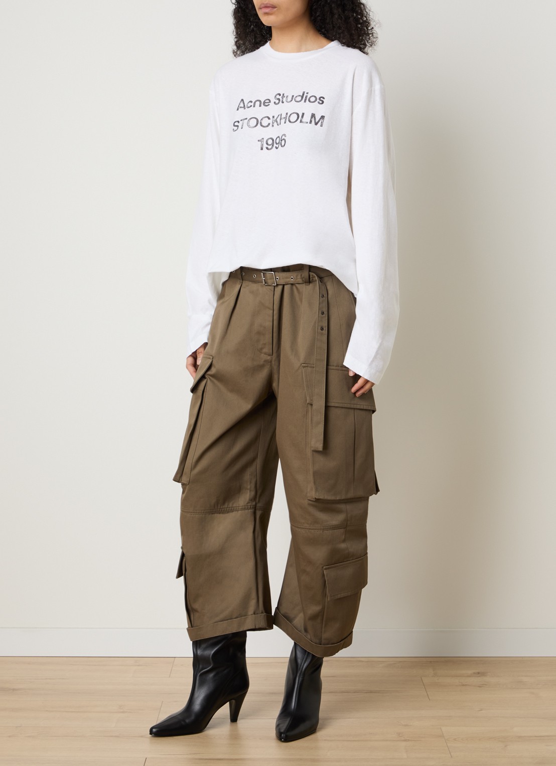 Acne Studios Longsleeve met logoprint - voorkant 3 gebroken wit