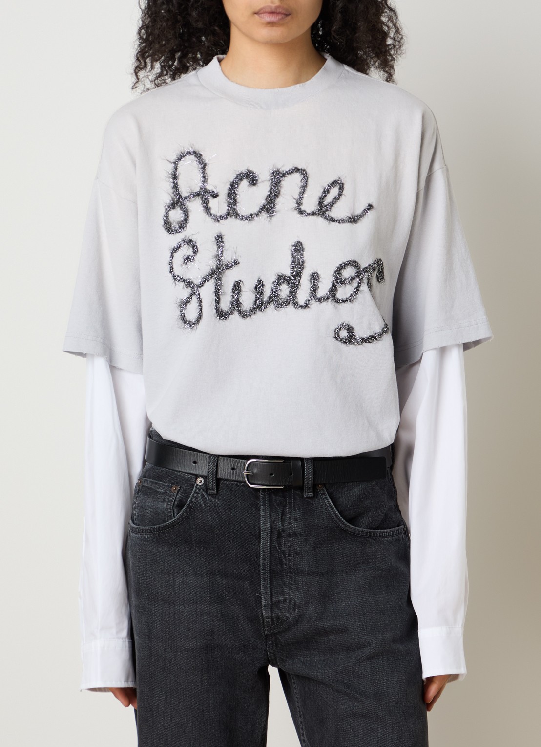 Acne Studios Longsleeve met logoprint - detail 3 blauwgrijs