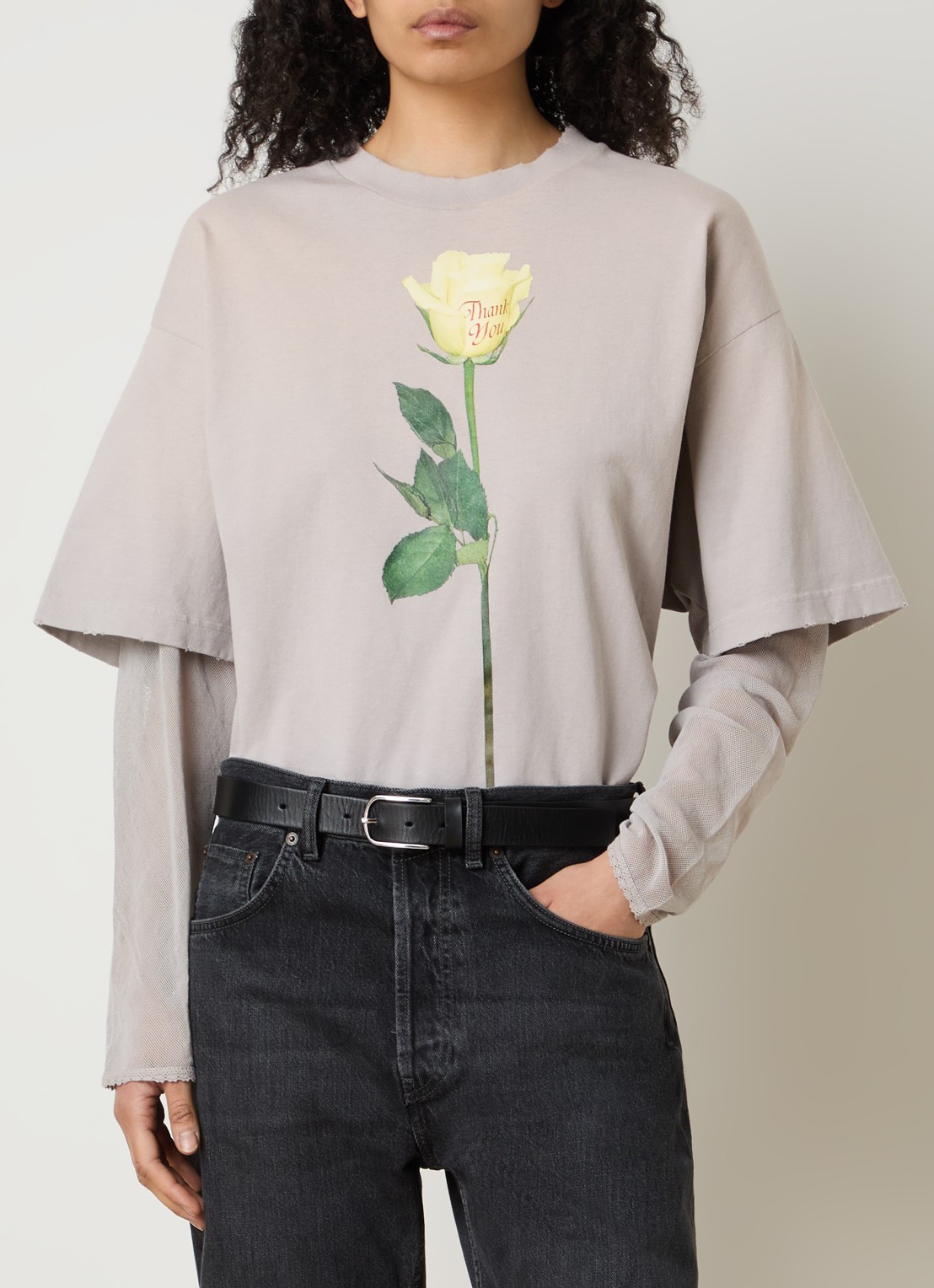 Acne Studios Longsleeve met print - detail 4 donkerbeige