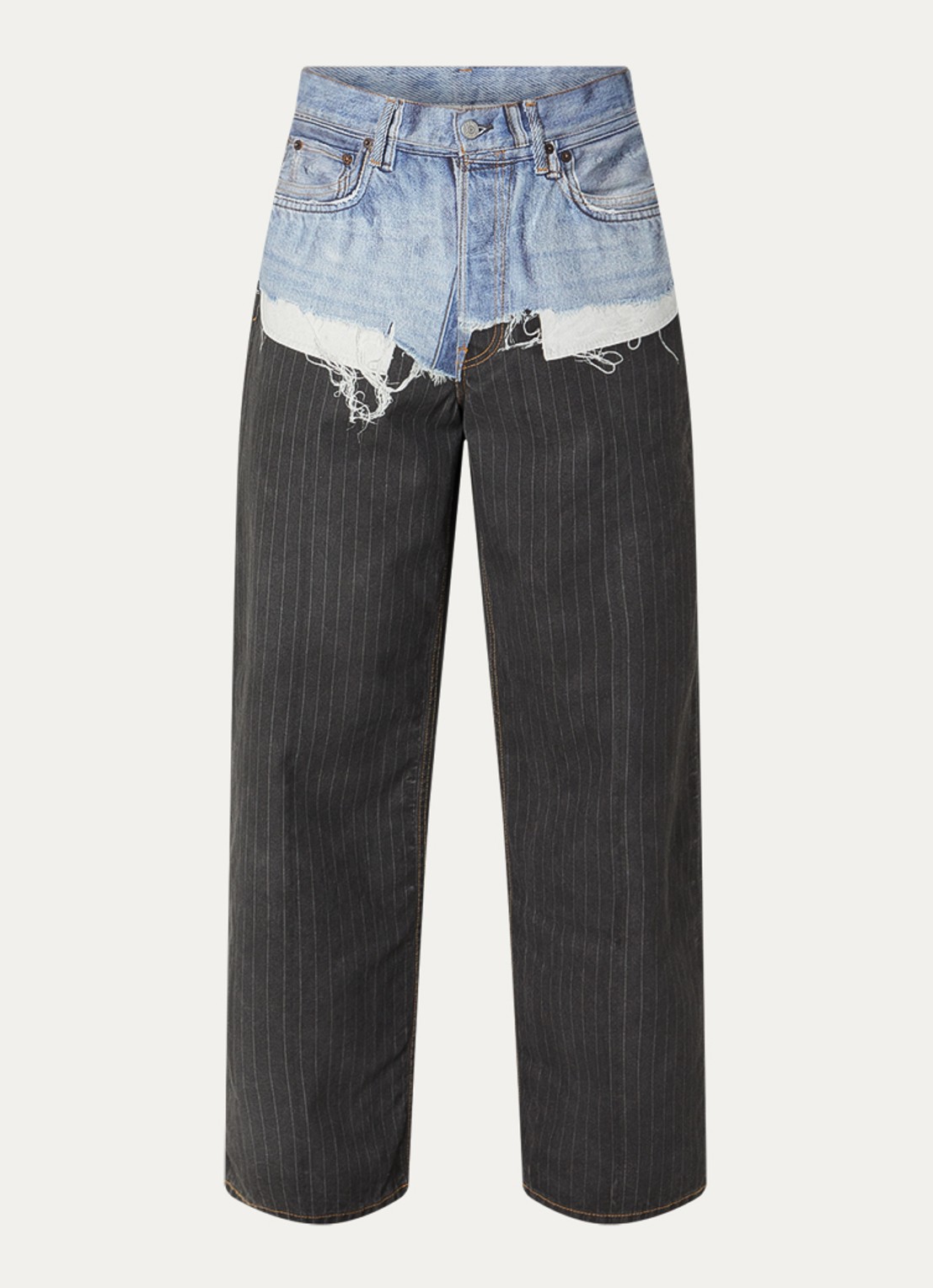 Acne Studios Loose fit jeans met gekleurde wassing en krijtstreep - voorkant antraciet
