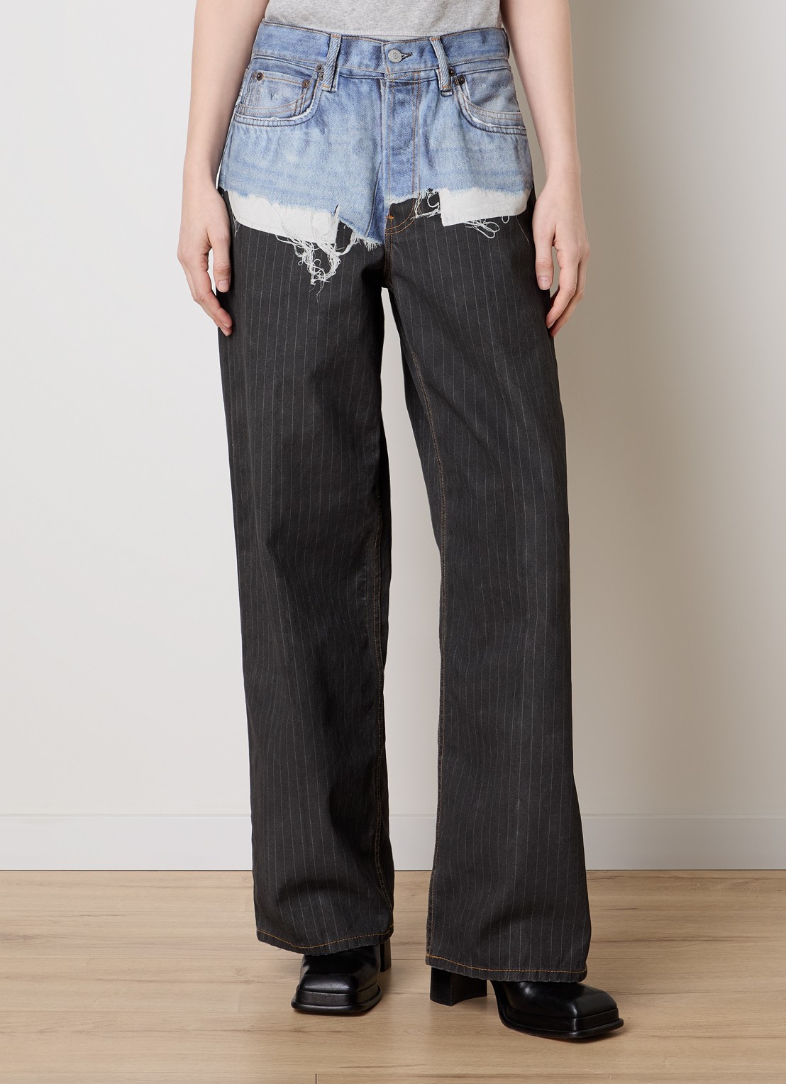 Acne Studios Loose fit jeans met gekleurde wassing en krijtstreep - detail 4 blauw