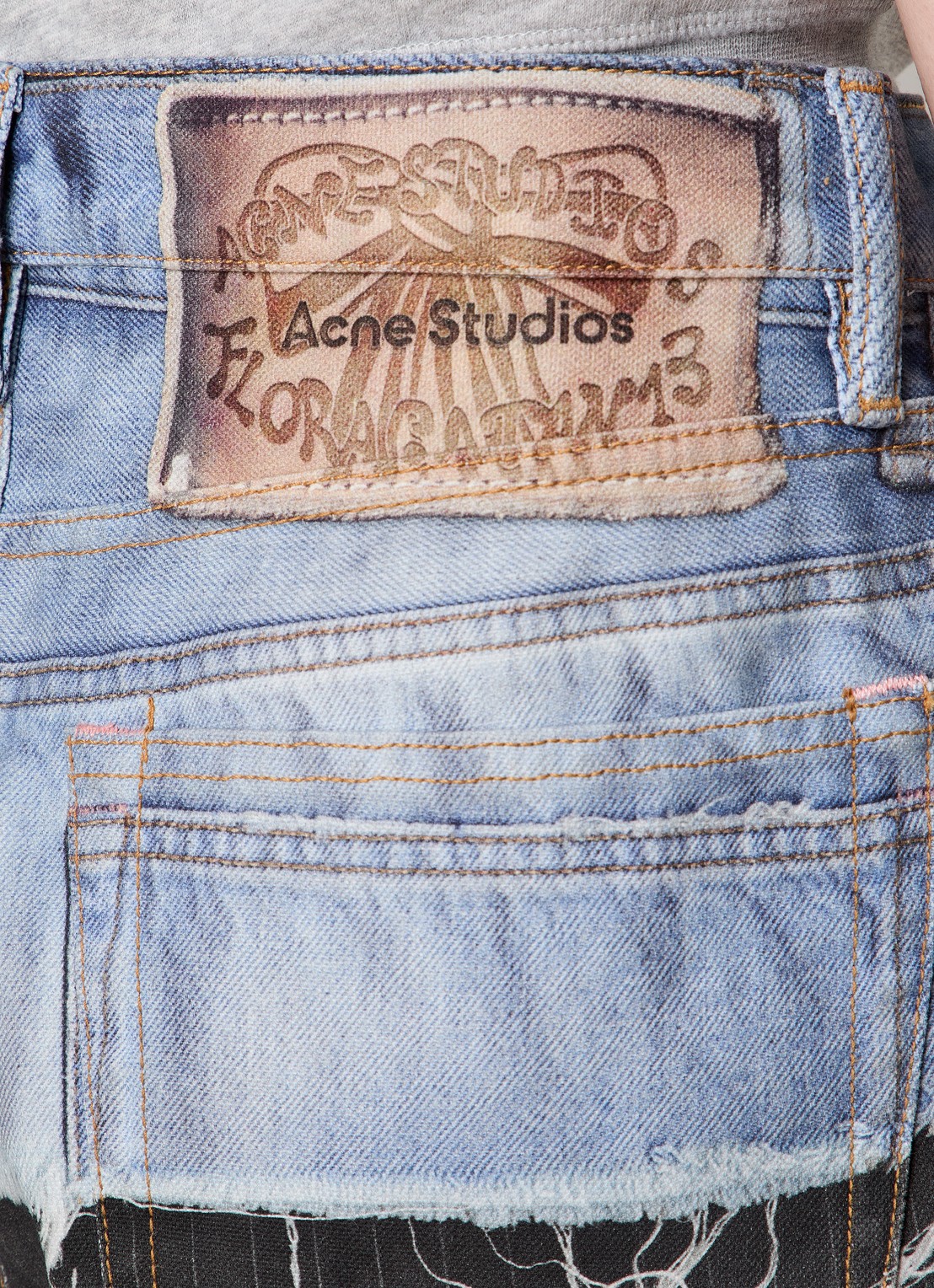 Acne Studios Loose fit jeans met gekleurde wassing en krijtstreep - detail 6 blauw