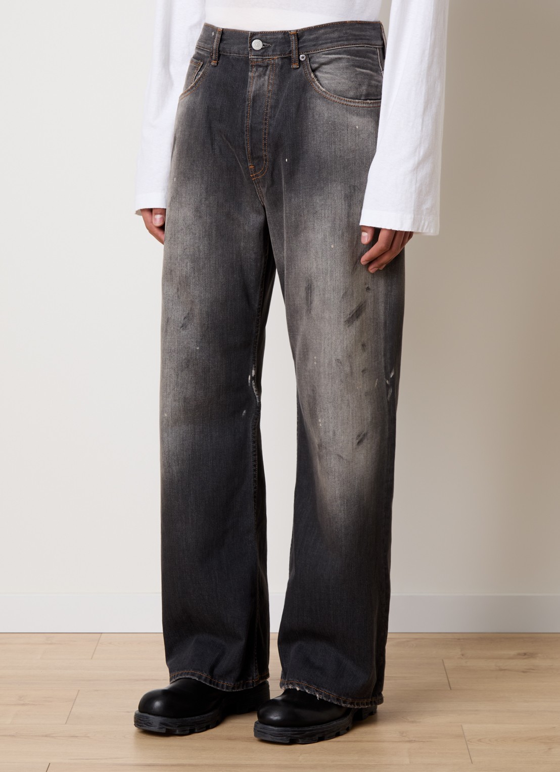 Acne Studios Loose fit jeans met gekleurde wassing - detail 4 antraciet