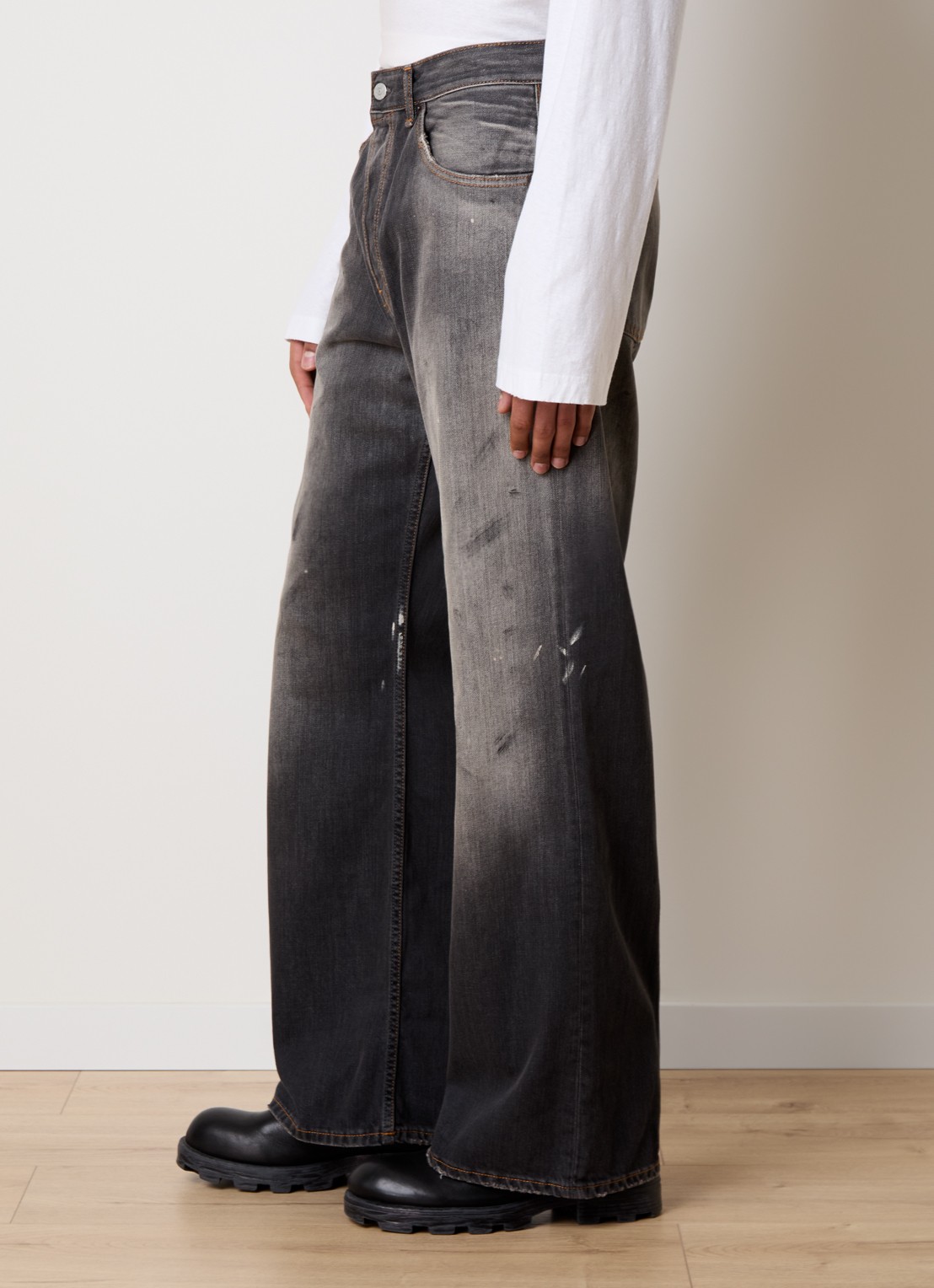 Acne Studios Loose fit jeans met gekleurde wassing - detail 5 antraciet
