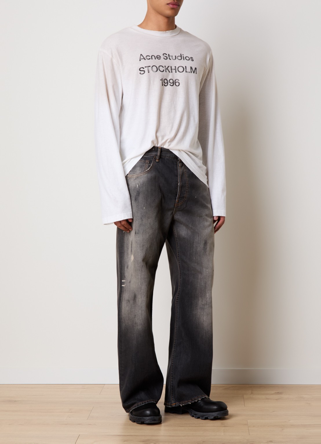 Acne Studios Loose fit jeans met gekleurde wassing - voorkant 2 antraciet